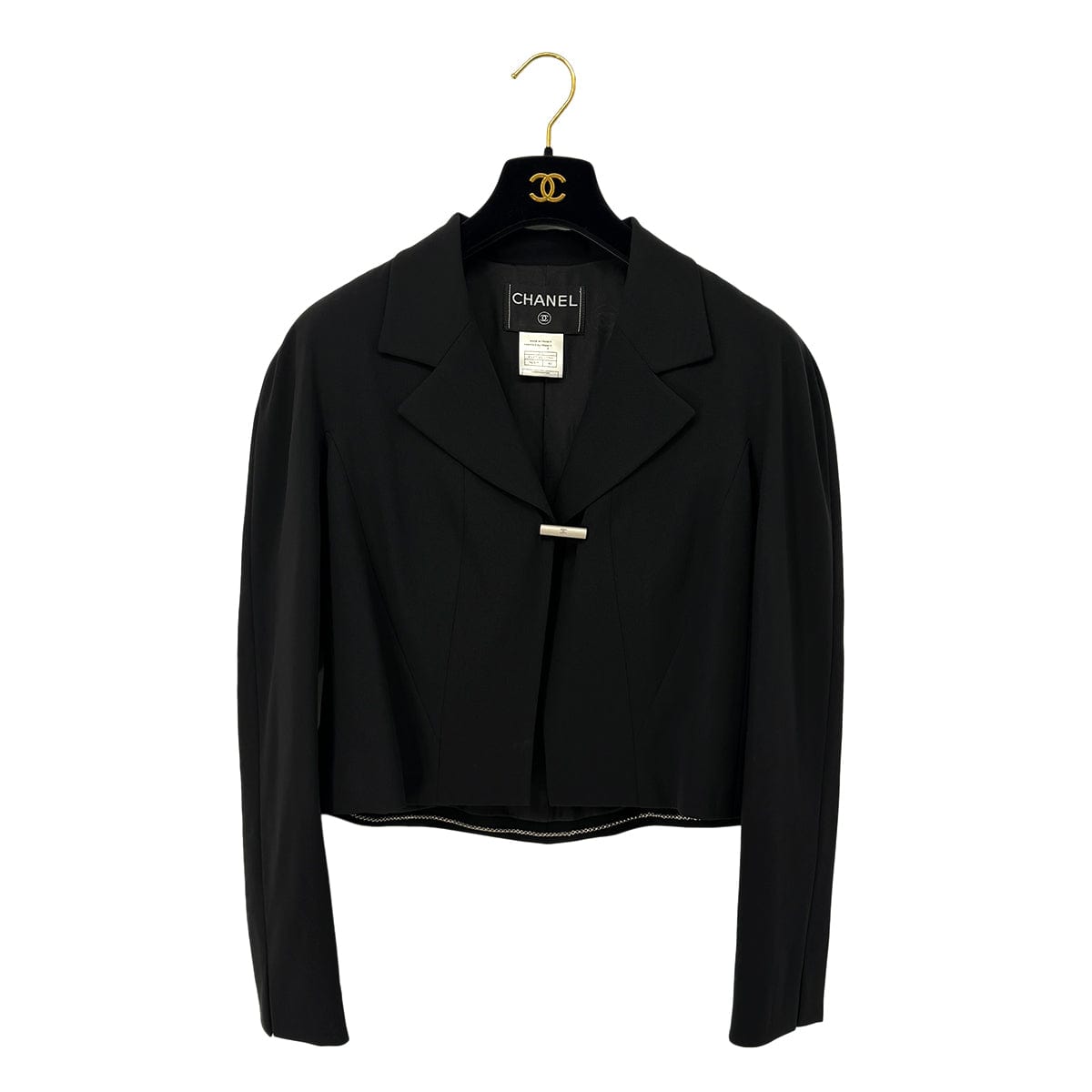 Luxury Promise Japan CHANEL VINTAGE JACKET PANTS SET BLACK WOOL 40 99A RTW 90286201