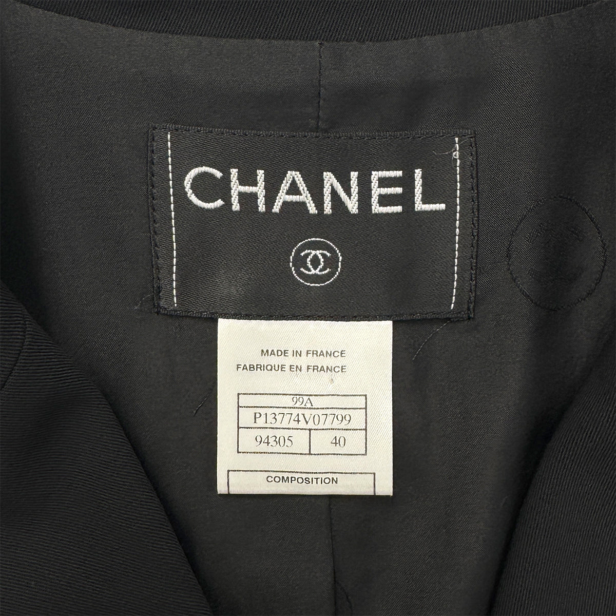 Luxury Promise Japan CHANEL VINTAGE JACKET PANTS SET BLACK WOOL 40 99A RTW 90286201