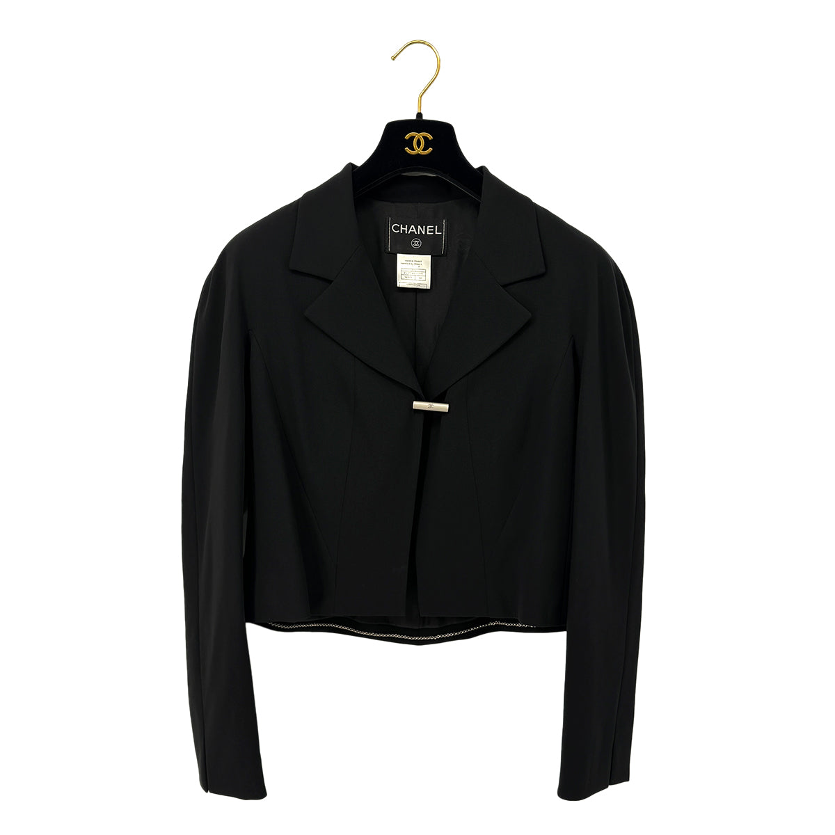 Luxury Promise Japan CHANEL VINTAGE JACKET PANTS SET BLACK WOOL 40 99A RTW 90286201