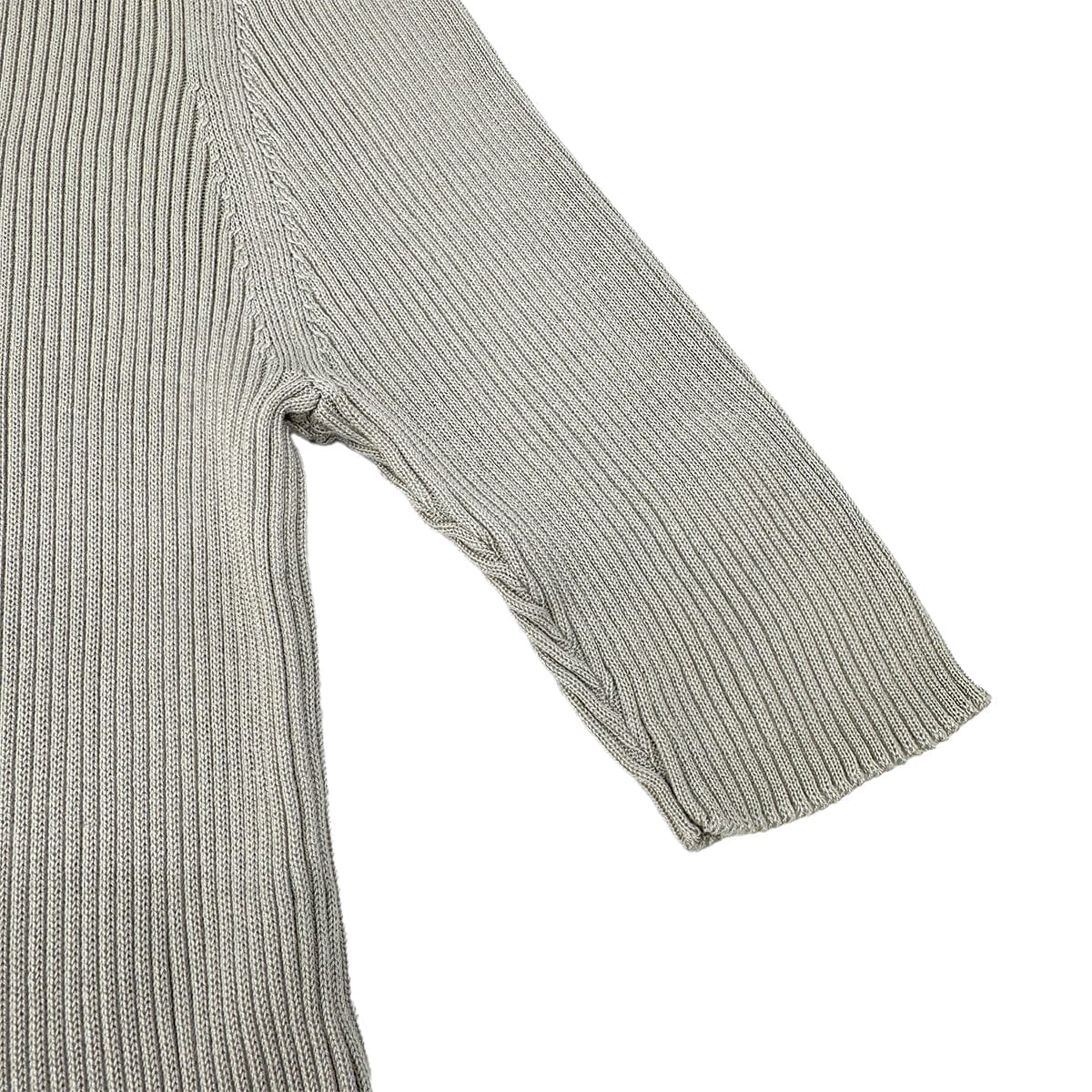 Luxury Promise Japan CHANEL VINTAGE KNIT SHORT SLEEVE TOPS LOGO GRAY SILK 44 99P RTW 90293287