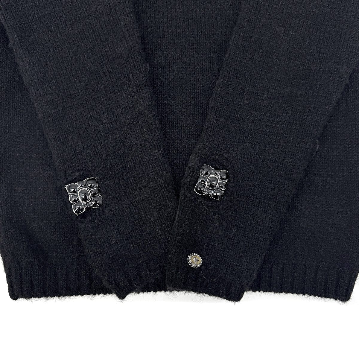 Luxury Promise Japan CHANEL VINTAGE KNIT TOPS GRIPOIX MOTIF BLACK 36 08A RTW 90283994