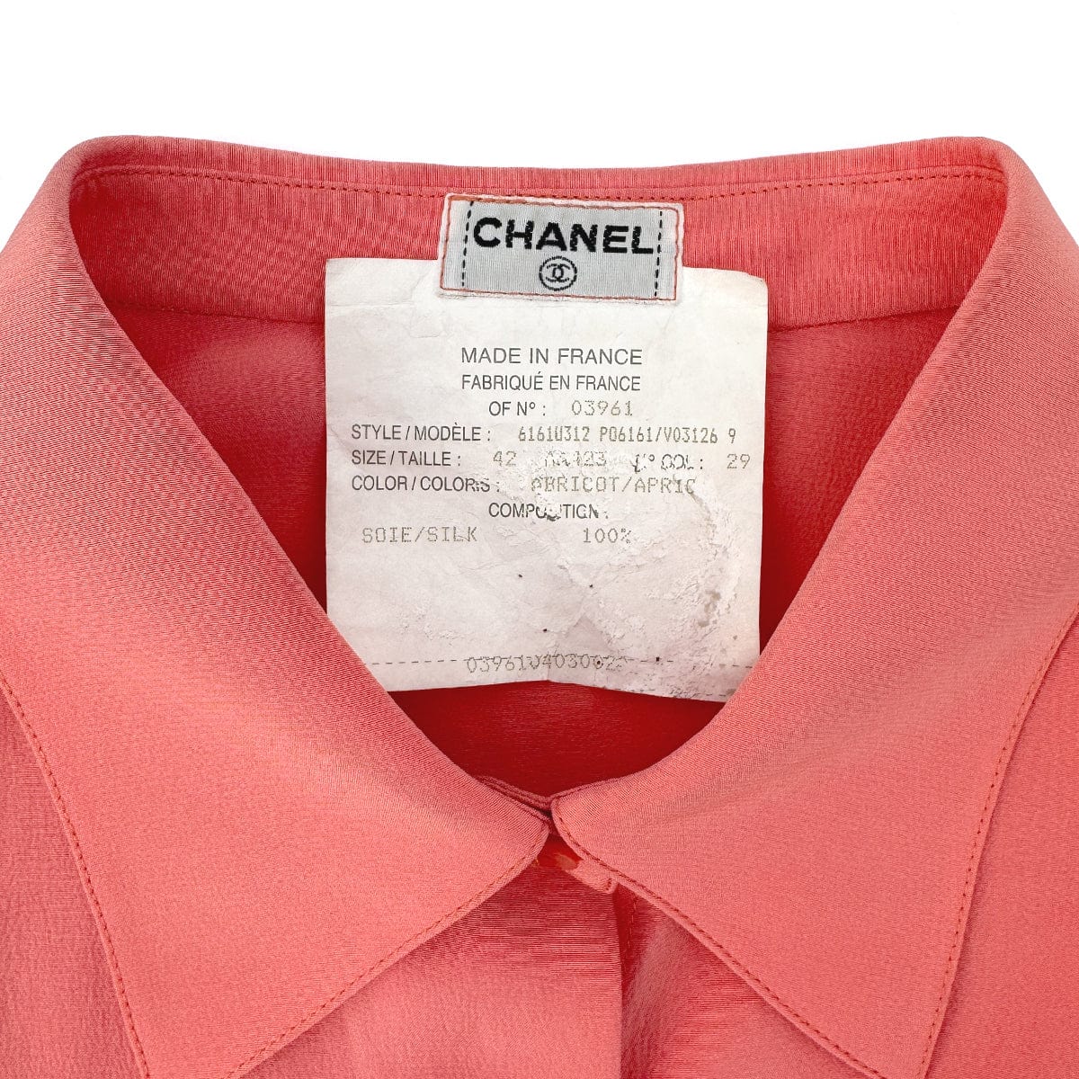 Luxury Promise Japan CHANEL VINTAGE LOGO BUTTON SHIRT PINK SILK 42 RTW 90292792