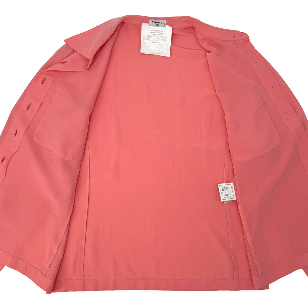Luxury Promise Japan CHANEL VINTAGE LOGO BUTTON SHIRT PINK SILK 42 RTW 90292792