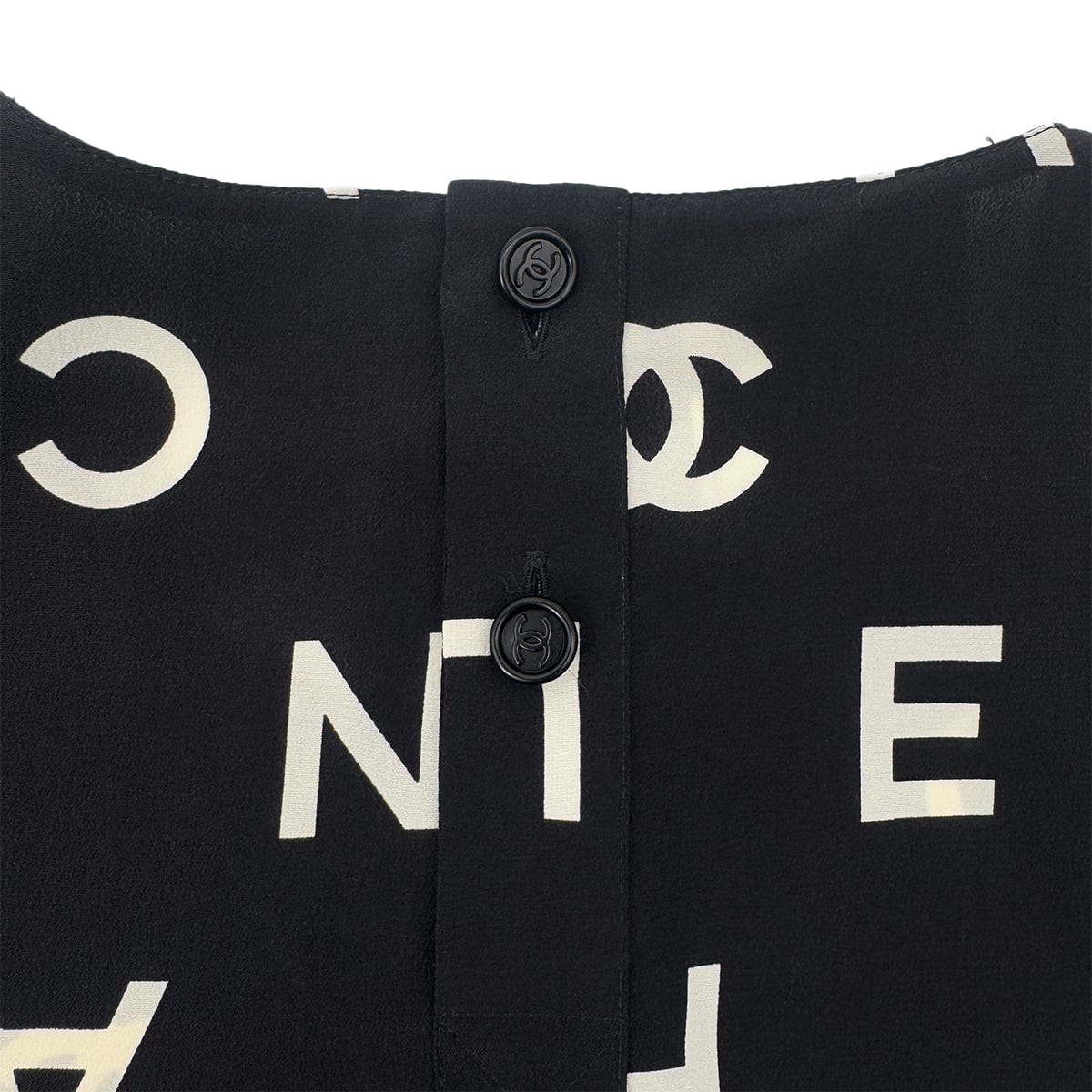 Luxury Promise Japan CHANEL VINTAGE LOGO COCOMARK BLOUSE TOPS BLACK WHITE SILK 38 97P RTW 90286908