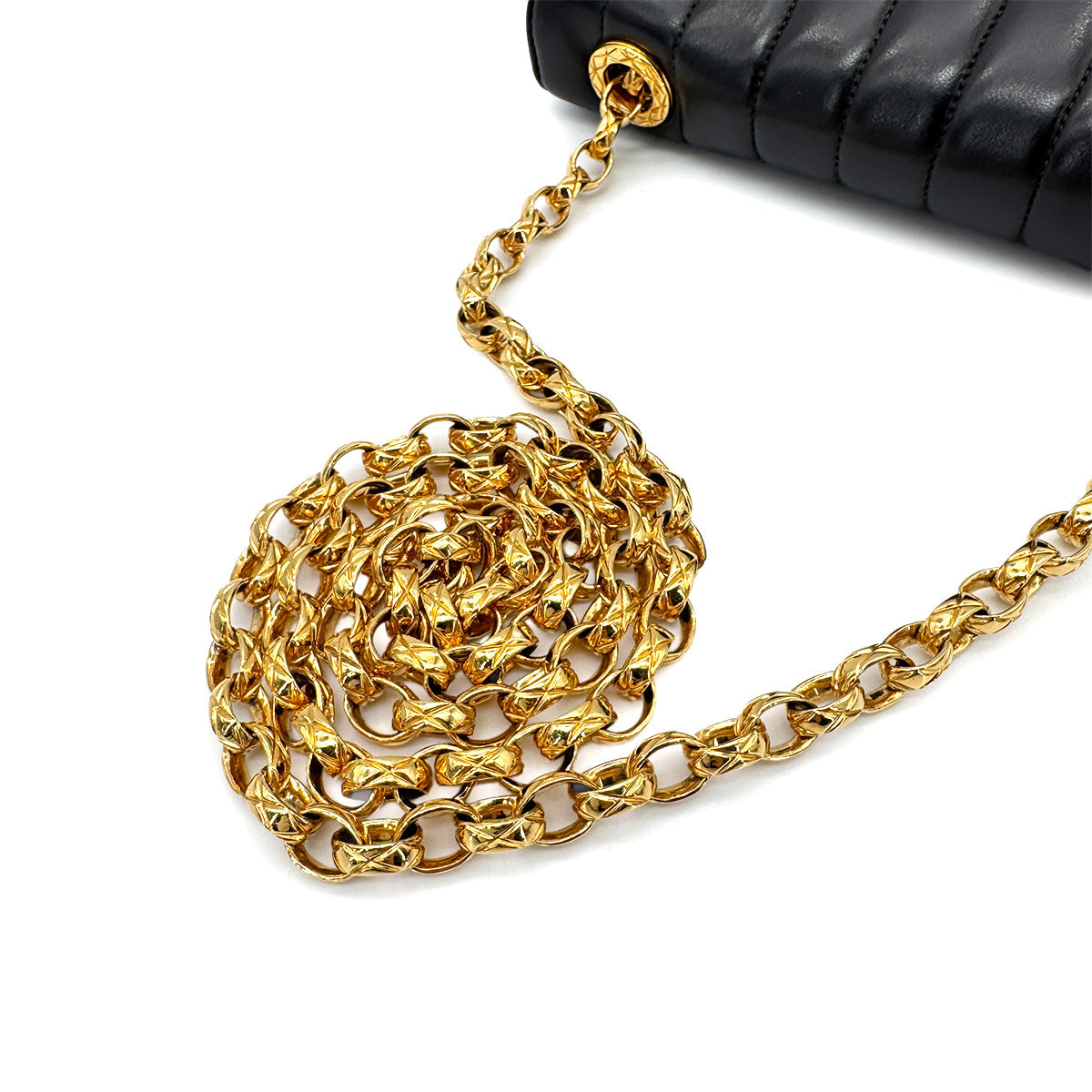 Luxury Promise Japan CHANEL VINTAGE MADEMOISELLE BIJOU CHAIN SHOULDER BAG BLACK LAMB SKIN 90269035