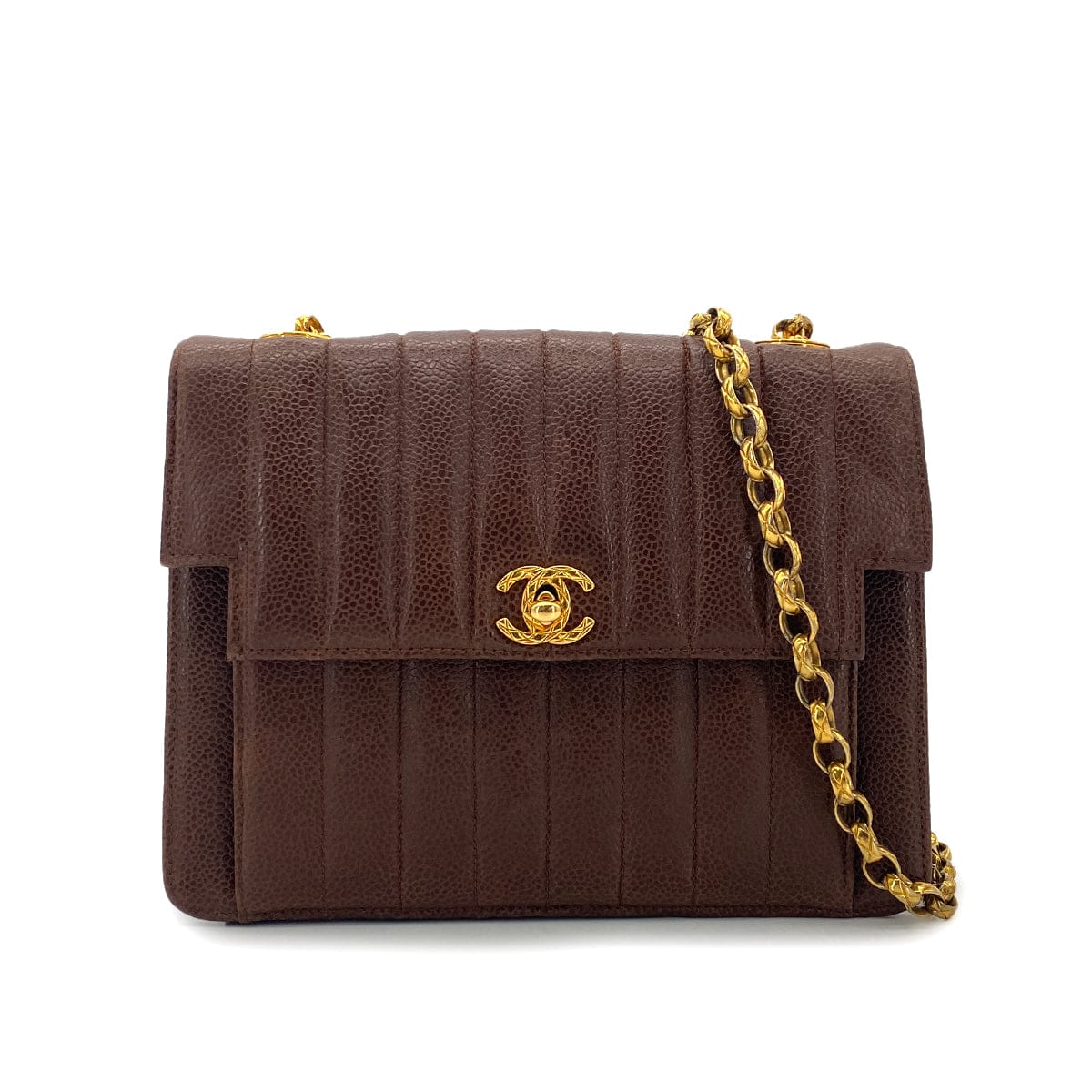 Luxury Promise Japan CHANEL VINTAGE MADEMOISELLE BIJOU CHAIN SHOULDER BAG BROWN CAVIAR SKIN 90301734