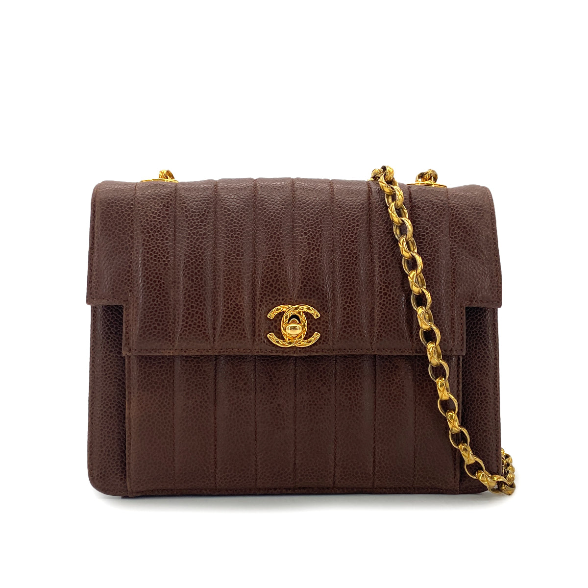 Luxury Promise Japan CHANEL VINTAGE MADEMOISELLE BIJOU CHAIN SHOULDER BAG BROWN CAVIAR SKIN 90301734