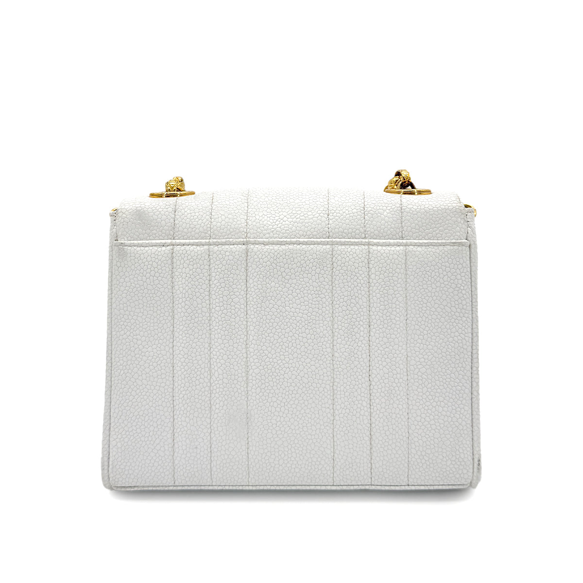 Luxury Promise Japan CHANEL VINTAGE MADEMOISELLE BIJOU CHAIN SHOULDER BAG WHITE CAVIAR SKIN 90281244