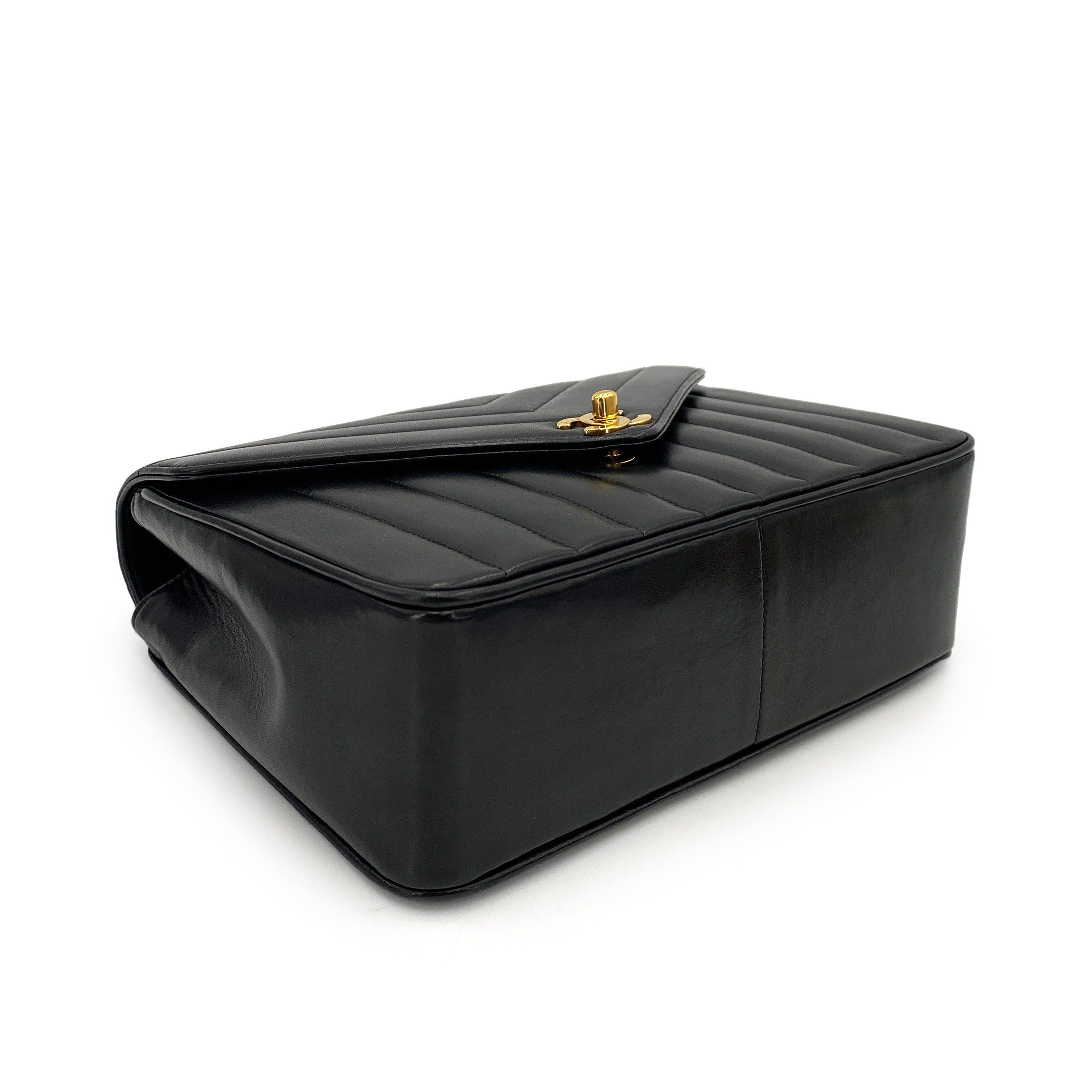 Luxury Promise Japan CHANEL VINTAGE MADEMOISELLE CHAIN SHOULDER BAG BLACK LAMB SKIN 90247089