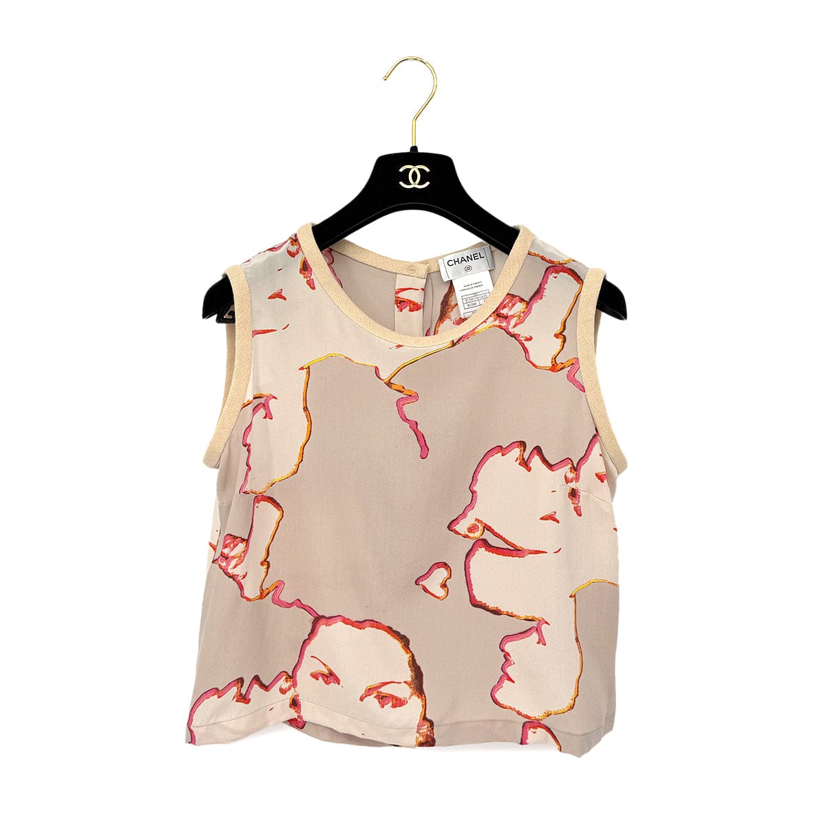 Luxury Promise Japan CHANEL VINTAGE MADEMOISELLE SLEEVELESS TOPS BEIGE WOOL 42 00S RTW 90290212