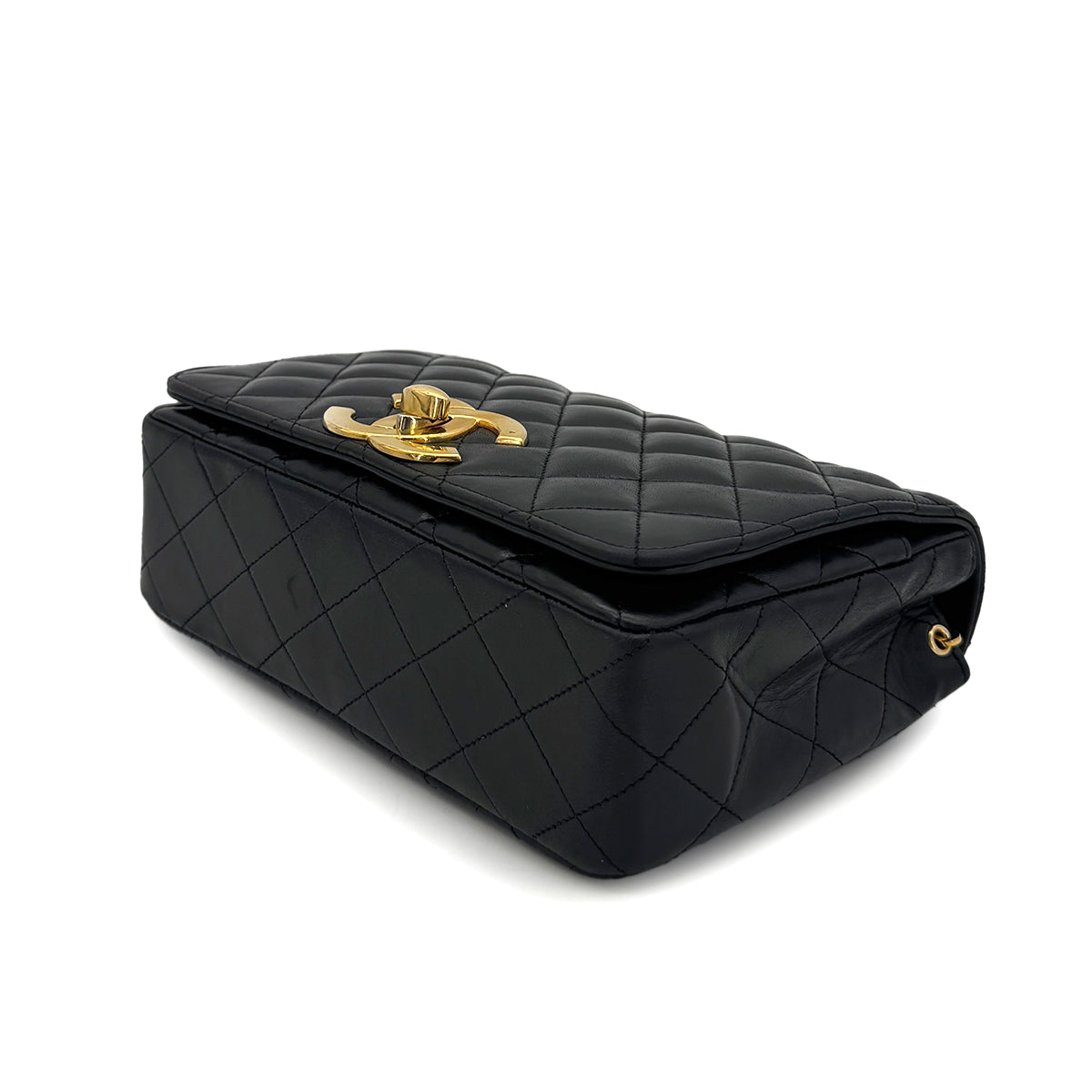 Luxury Promise Japan CHANEL VINTAGE MATELASSE BIG COCO CHAIN SHOULDER BAG BLACK LAMB SKIN 90272800