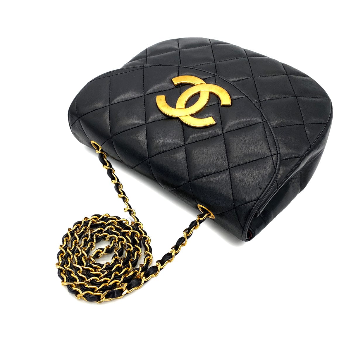 Luxury Promise Japan CHANEL VINTAGE MATELASSE BIG COCO CHAIN SHOULDER BAG BLACK LAMB SKIN 90277555