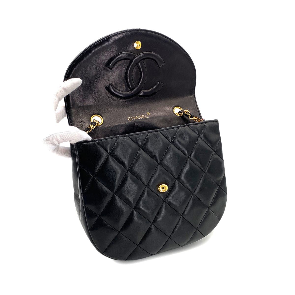 Luxury Promise Japan CHANEL VINTAGE MATELASSE BIG COCO CHAIN SHOULDER BAG BLACK LAMB SKIN 90277555