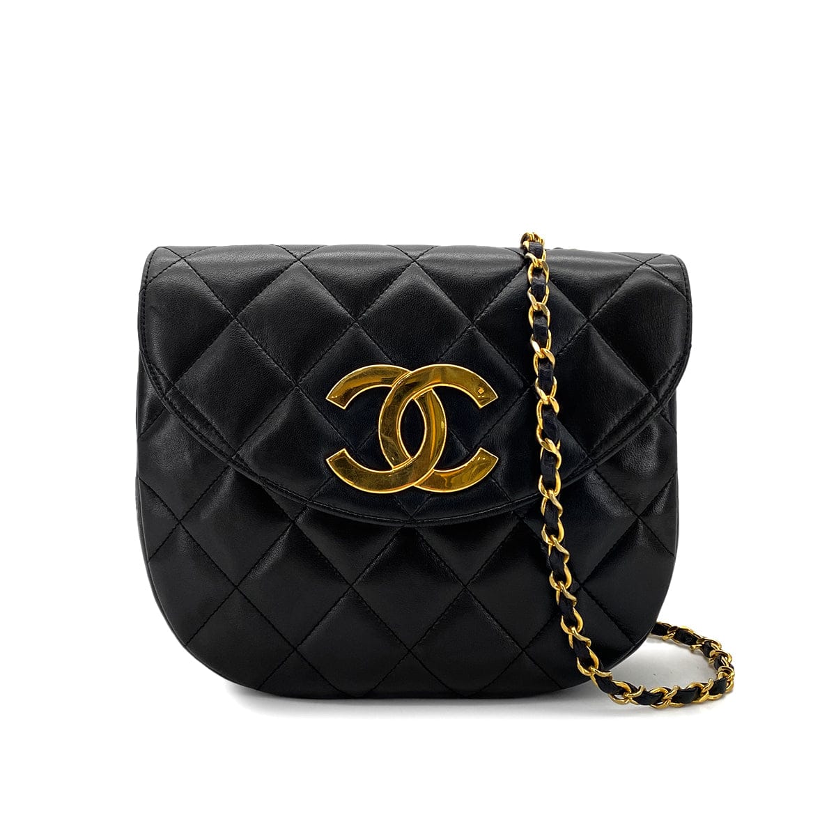 Luxury Promise Japan CHANEL VINTAGE MATELASSE BIG COCO CHAIN SHOULDER BAG BLACK LAMB SKIN 90277555
