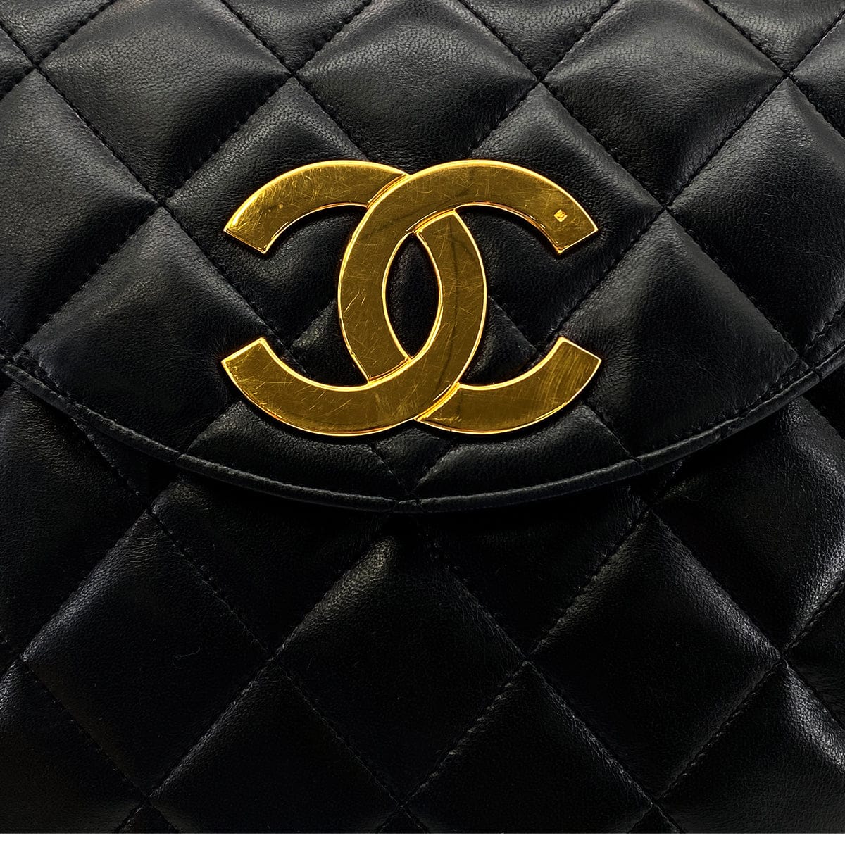 Luxury Promise Japan CHANEL VINTAGE MATELASSE BIG COCO CHAIN SHOULDER BAG BLACK LAMB SKIN 90277555