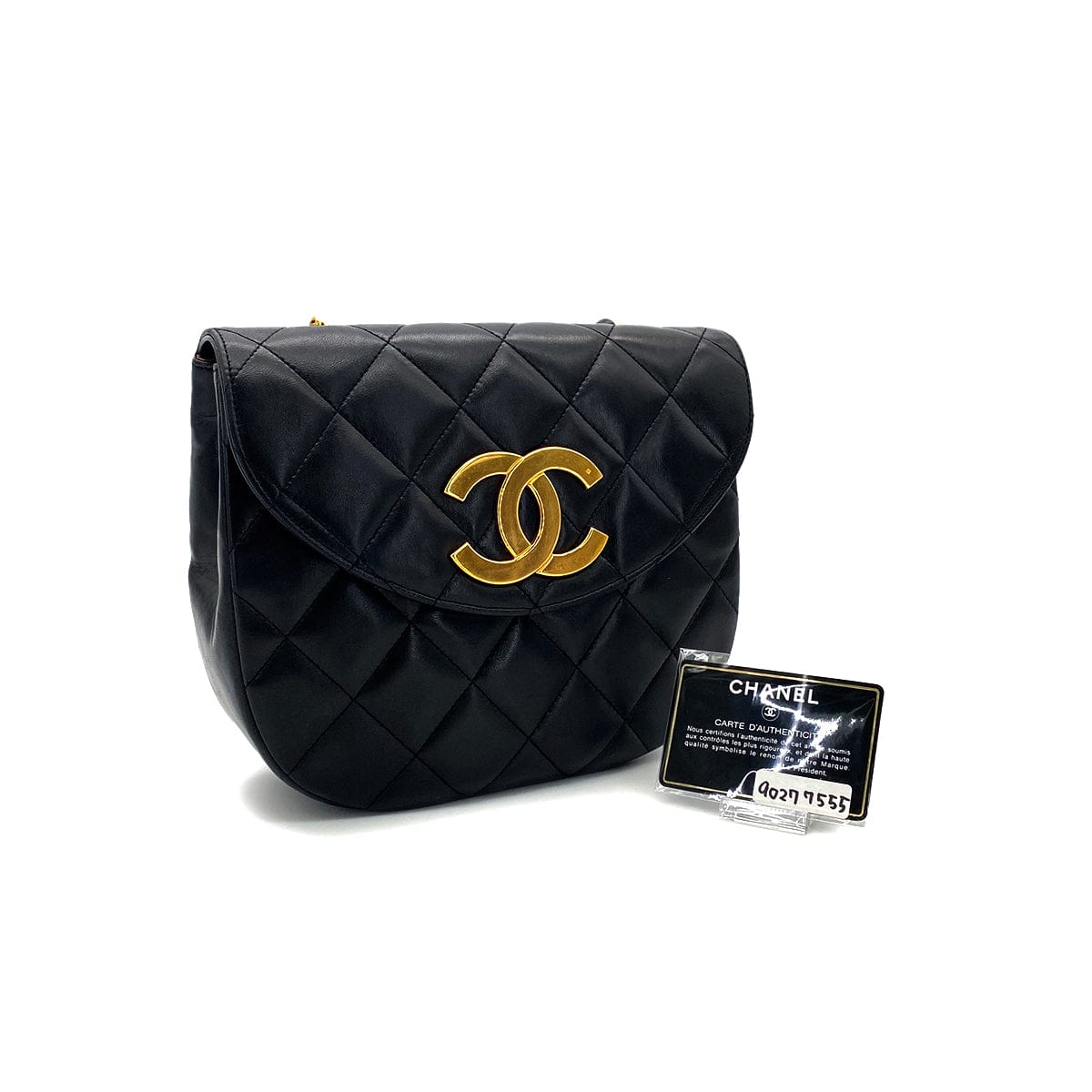 Luxury Promise Japan CHANEL VINTAGE MATELASSE BIG COCO CHAIN SHOULDER BAG BLACK LAMB SKIN 90277555
