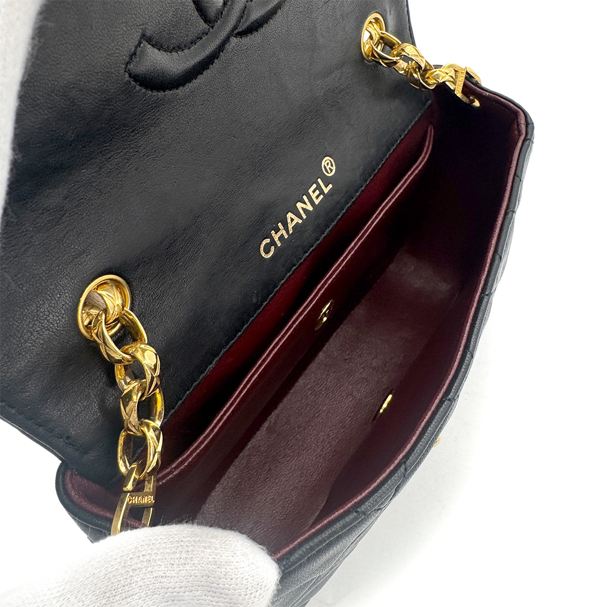 Luxury Promise Japan CHANEL VINTAGE MATELASSE BIJOU CHAIN SHOULDER BAG BLACK LAMB SKIN 90272876
