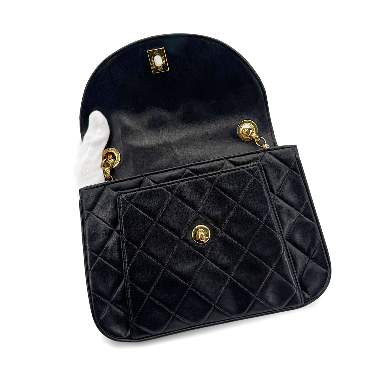 Luxury Promise Japan CHANEL VINTAGE MATELASSE BIJOU CHAIN SHOULDER BAG BLACK LAMB SKIN 90280712