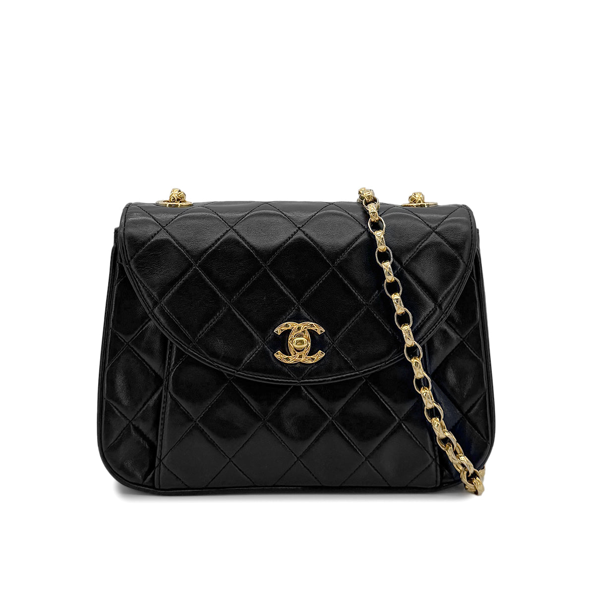 Luxury Promise Japan CHANEL VINTAGE MATELASSE BIJOU CHAIN SHOULDER BAG BLACK LAMB SKIN 90280712