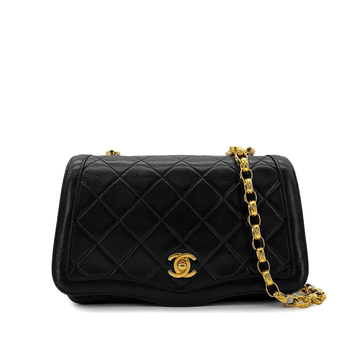 Luxury Promise Japan CHANEL VINTAGE MATELASSE BIJOU CHAIN SHOULDER BAG BLACK LAMB SKIN 90288982