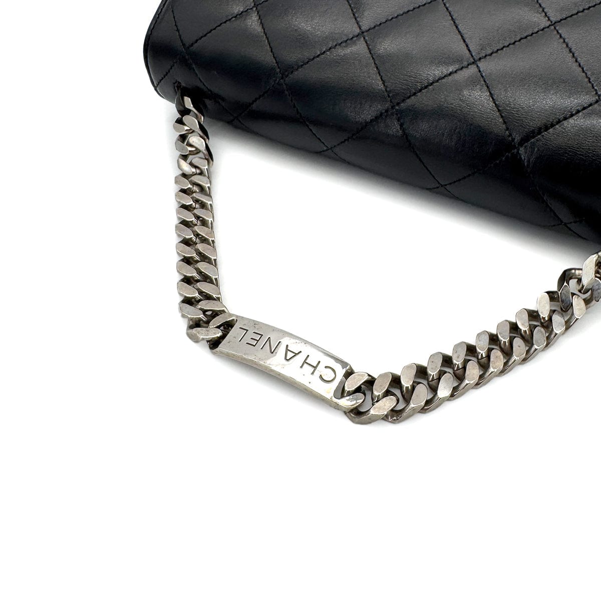 Luxury Promise Japan CHANEL VINTAGE MATELASSE CHAIN HAND BAG BLACK LAMB SKIN 90273004
