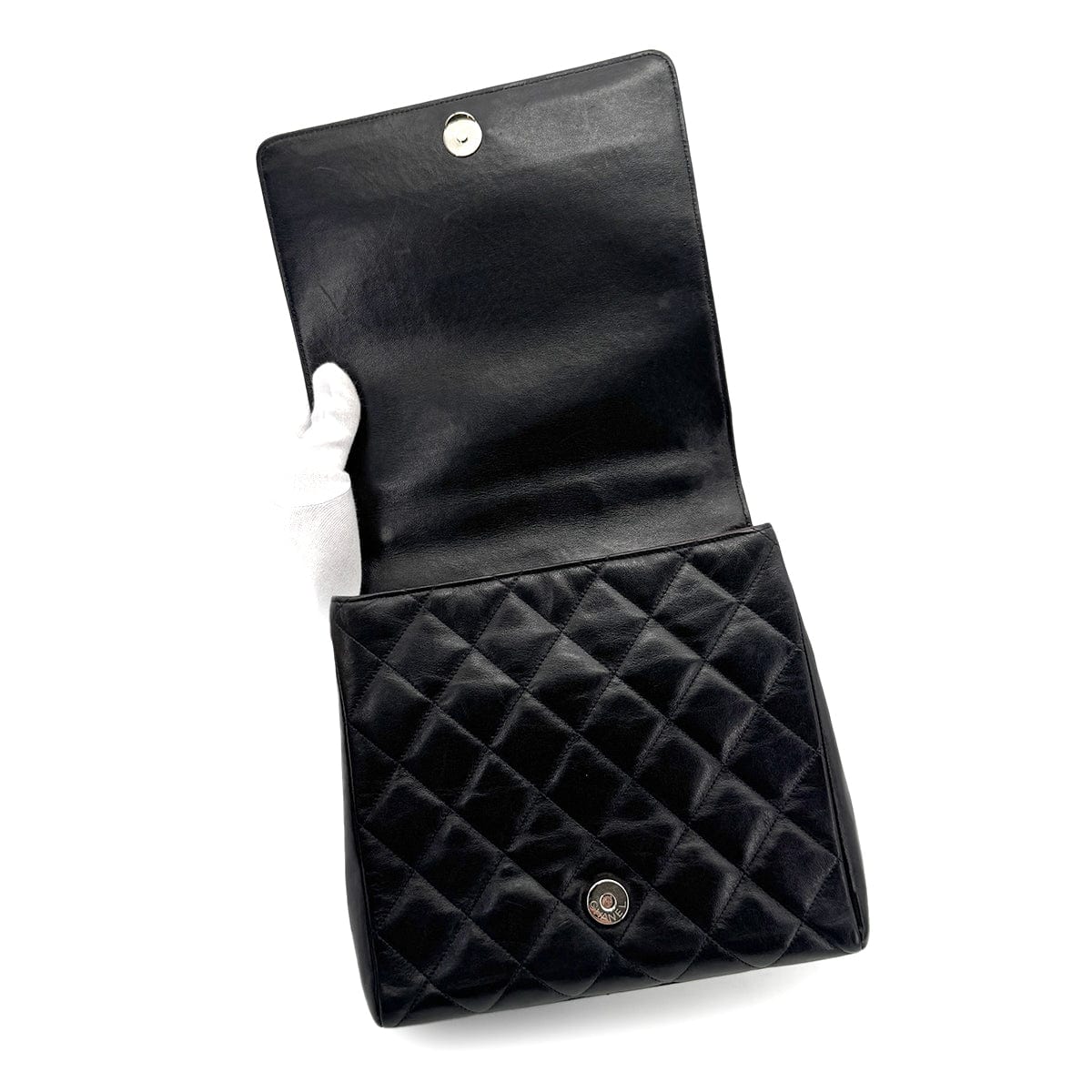 Luxury Promise Japan CHANEL VINTAGE MATELASSE CHAIN HAND BAG BLACK LAMB SKIN 90273004