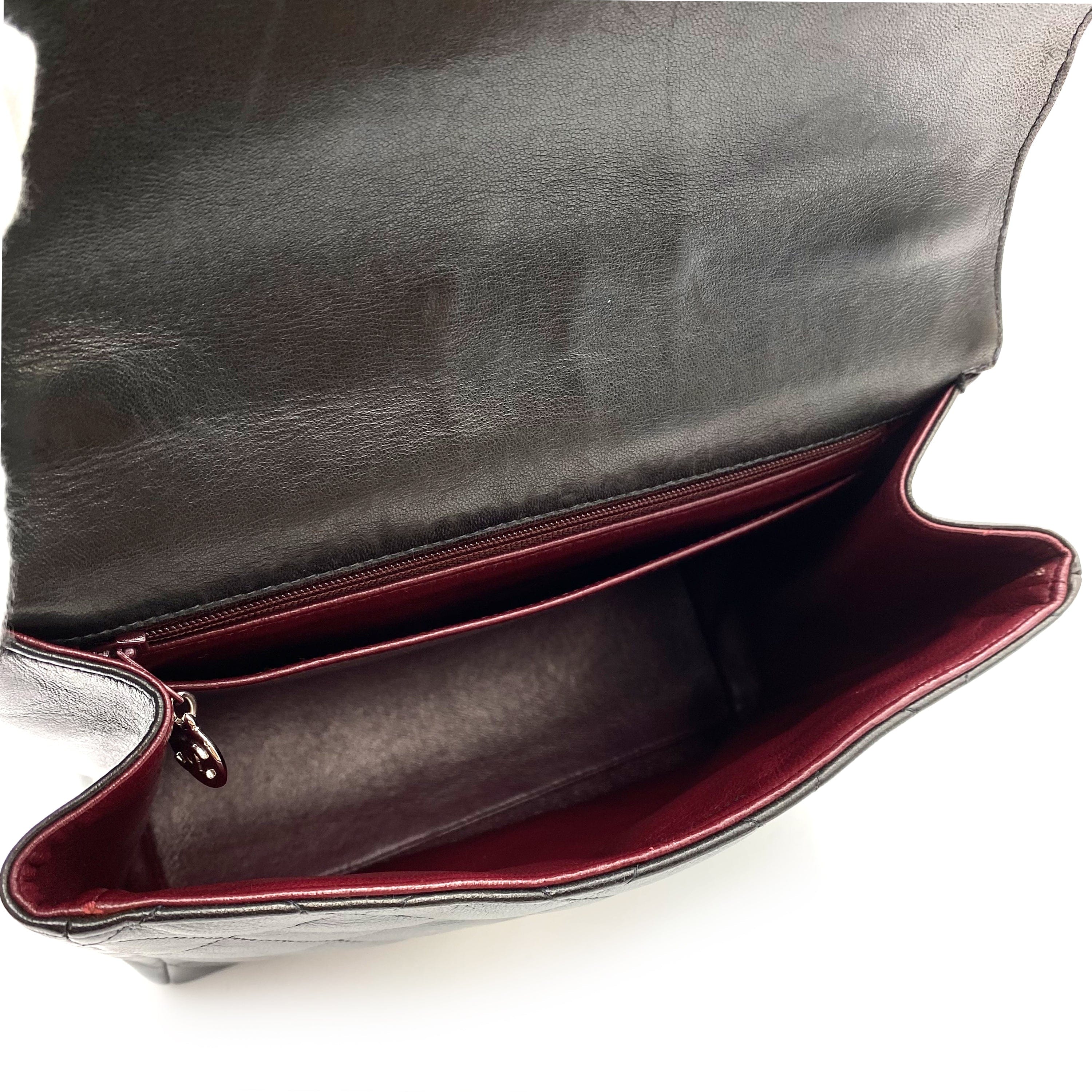 Luxury Promise Japan CHANEL VINTAGE MATELASSE CHAIN HAND BAG BLACK LAMB SKIN SHW 90235883