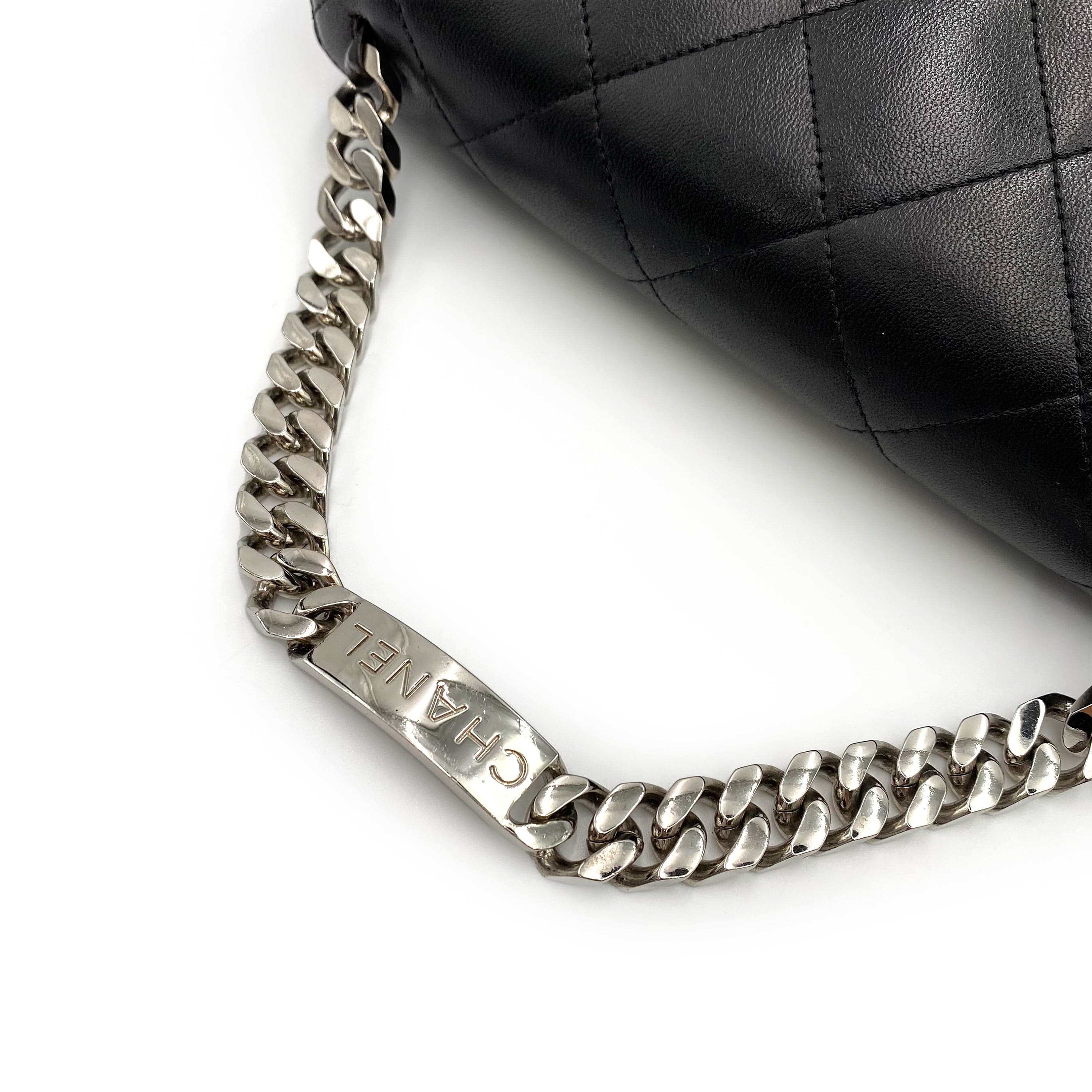 Luxury Promise Japan CHANEL VINTAGE MATELASSE CHAIN HAND BAG BLACK LAMB SKIN SHW 90235883