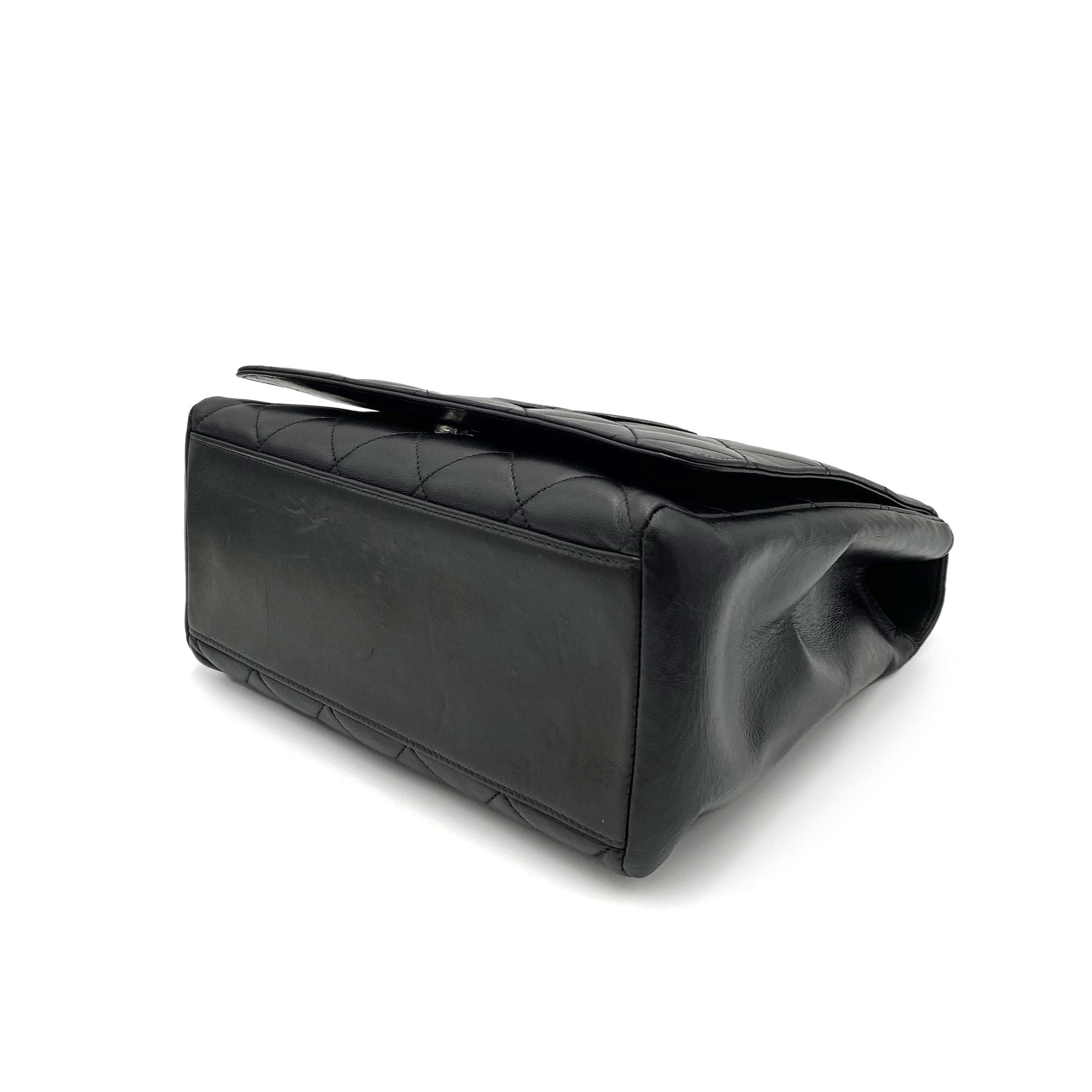 Luxury Promise Japan CHANEL VINTAGE MATELASSE CHAIN HAND BAG BLACK LAMB SKIN SHW 90235883