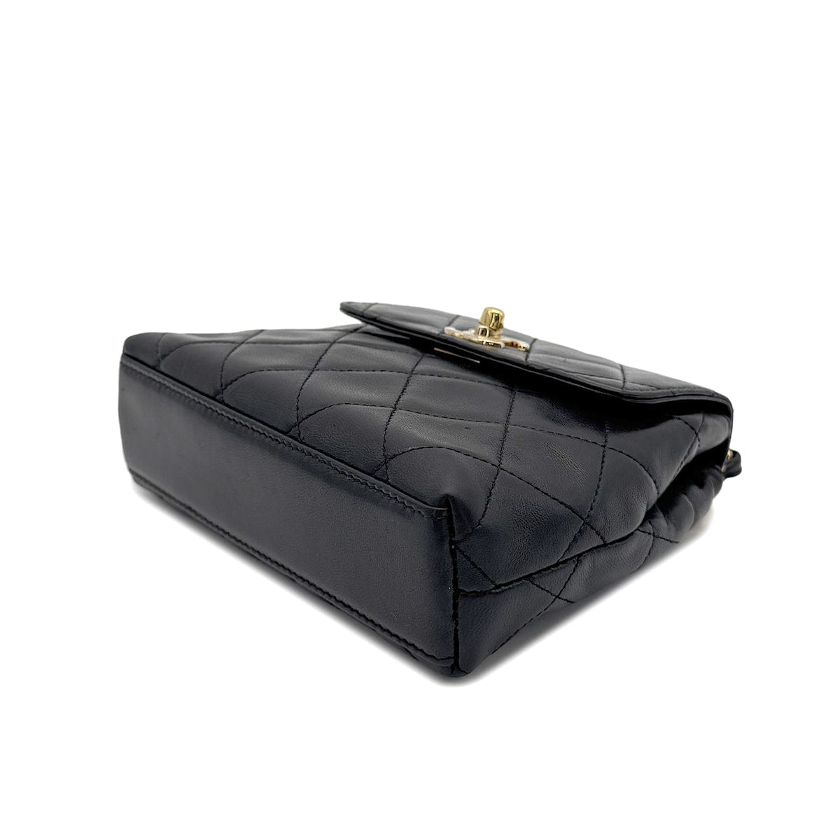Luxury Promise Japan CHANEL VINTAGE MATELASSE CHAIN SHOULDER BAG BLACK LAMB SKIN 90267477