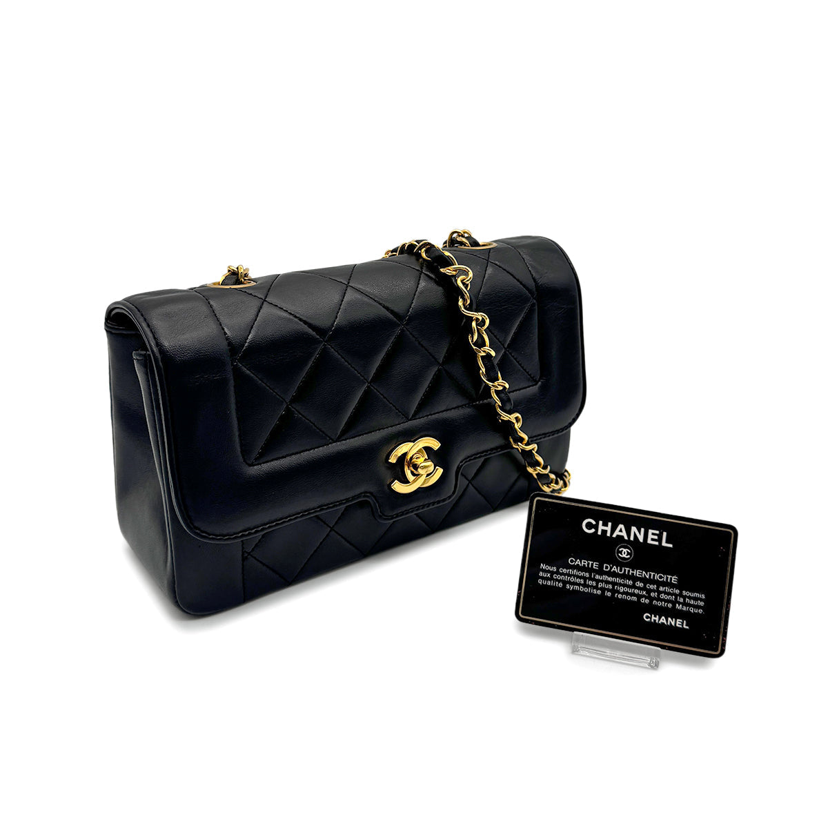 Luxury Promise Japan CHANEL VINTAGE MATELASSE CHAIN SHOULDER BAG BLACK LAMB SKIN 90275621