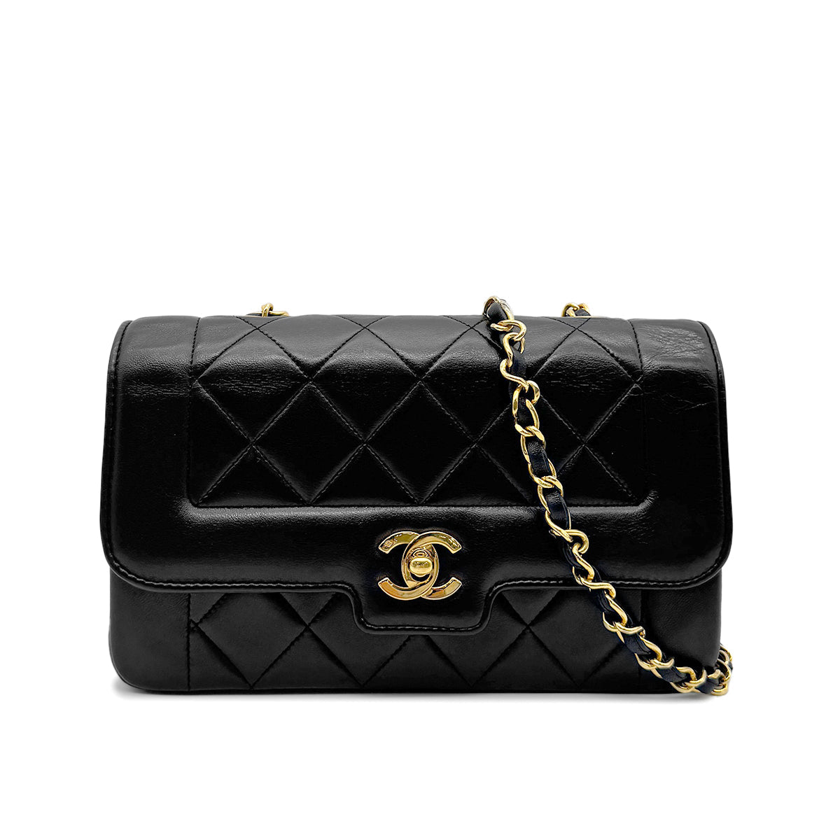 Luxury Promise Japan CHANEL VINTAGE MATELASSE CHAIN SHOULDER BAG BLACK LAMB SKIN 90275621