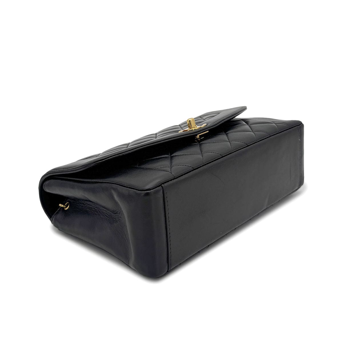 Luxury Promise Japan CHANEL VINTAGE MATELASSE CHAIN SHOULDER BAG BLACK LAMB SKIN 90277069