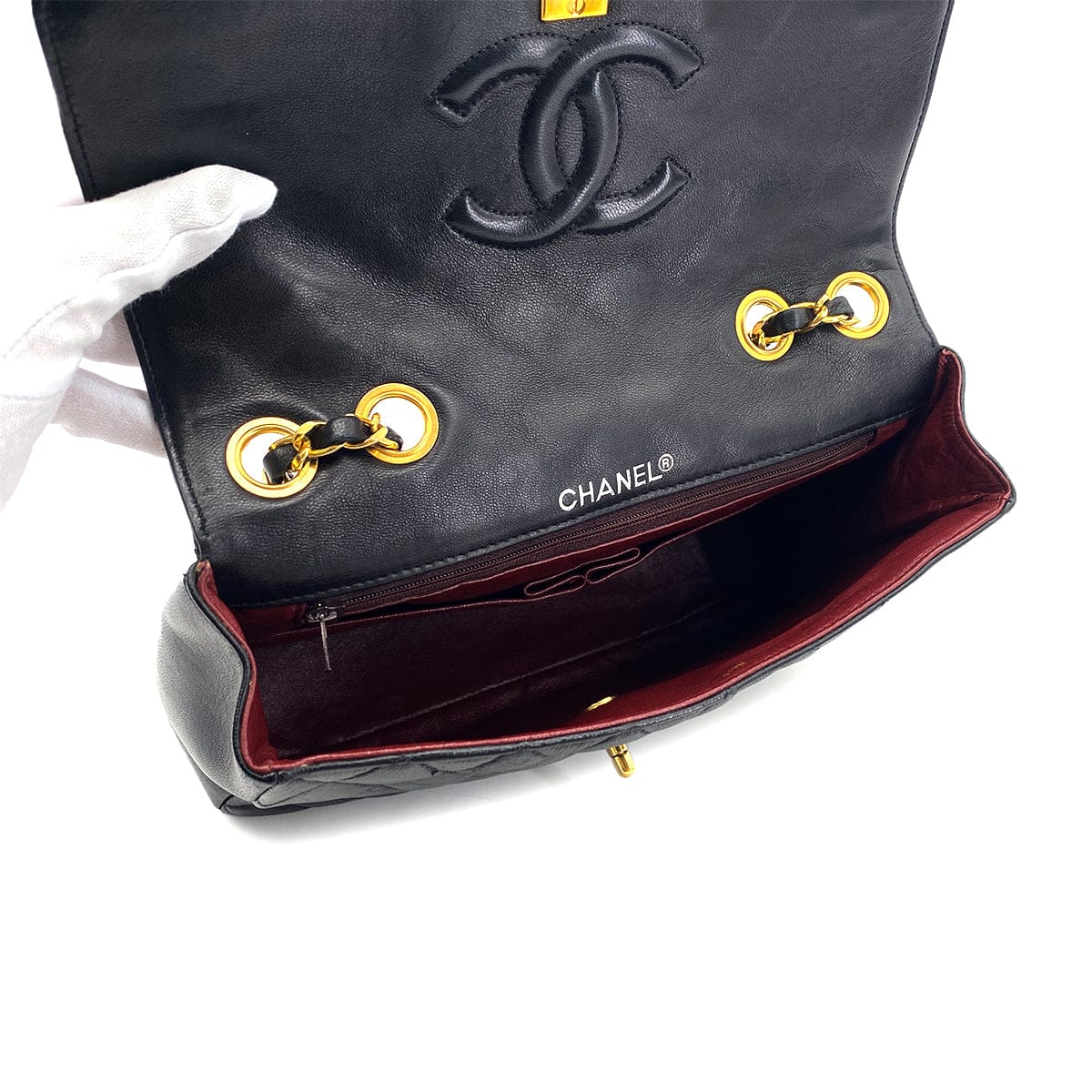 Luxury Promise Japan CHANEL VINTAGE MATELASSE CHAIN SHOULDER BAG BLACK LAMB SKIN 90301699