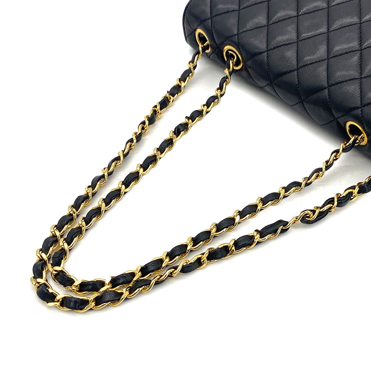 Luxury Promise Japan CHANEL VINTAGE MATELASSE CHAIN SHOULDER BAG BLACK LAMB SKIN 90301699