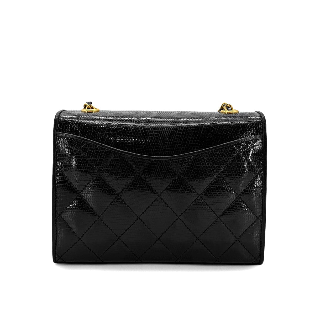 Luxury Promise Japan CHANEL VINTAGE MATELASSE CHAIN SHOULDER BAG BLACK LIZARD 90291459