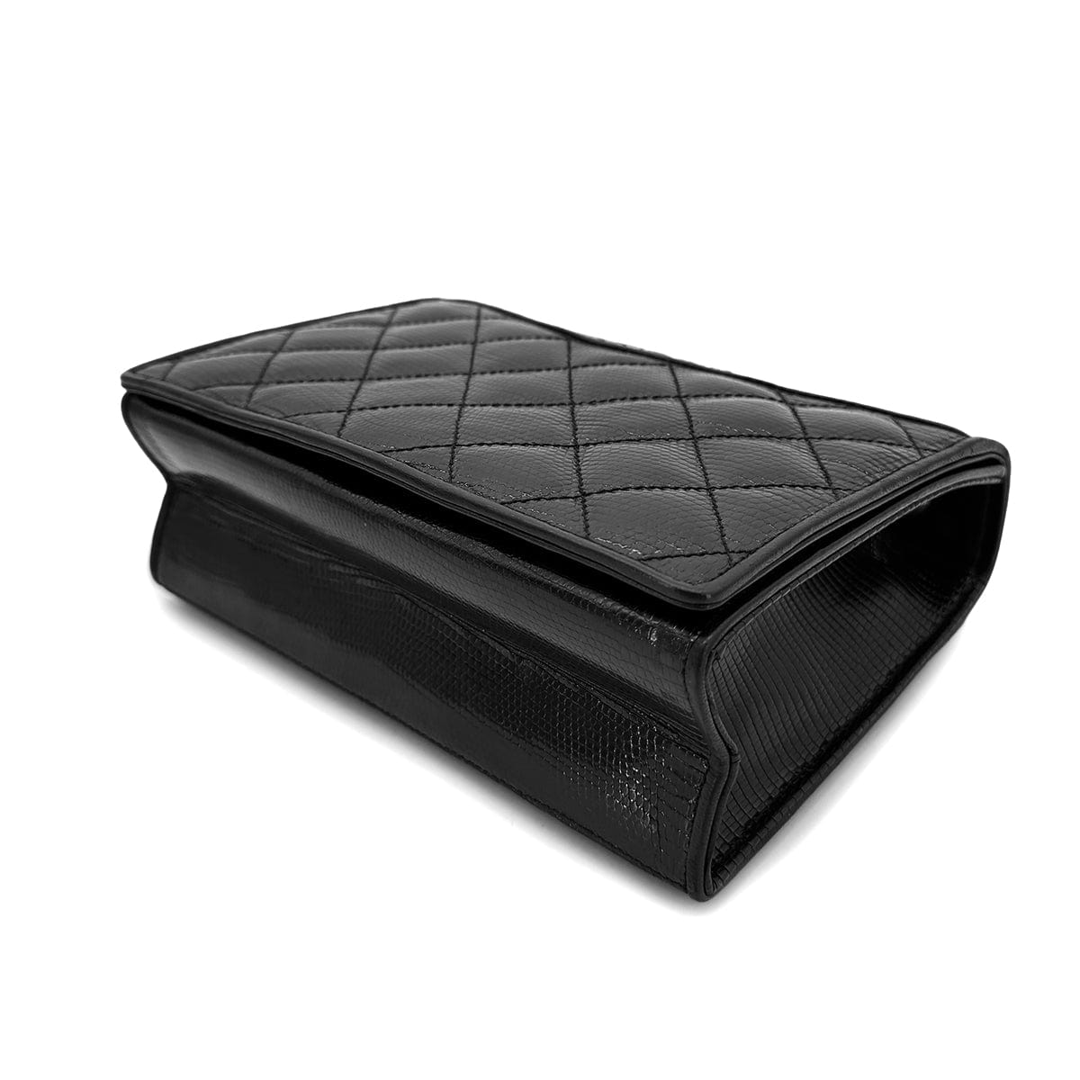 Luxury Promise Japan CHANEL VINTAGE MATELASSE CHAIN SHOULDER BAG BLACK LIZARD 90291459