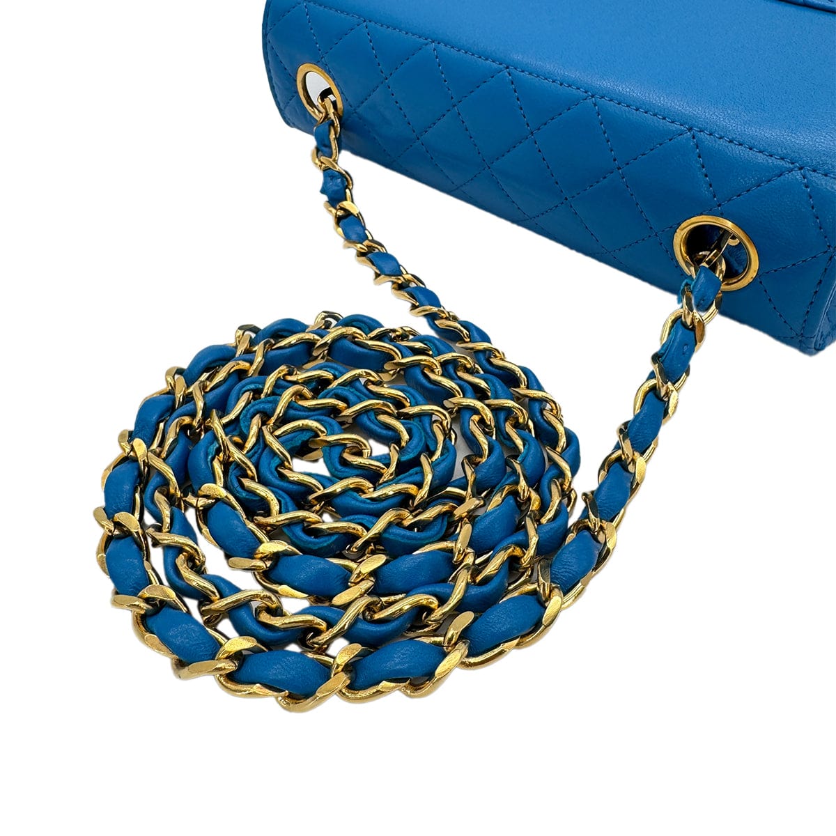 Luxury Promise Japan CHANEL VINTAGE MATELASSE CHAIN SHOULDER BAG BLUE LAMB SKIN 90279944