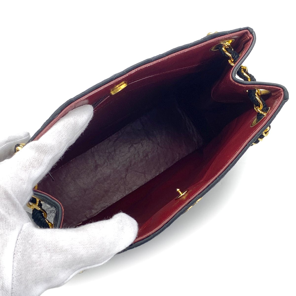 Luxury Promise Japan CHANEL VINTAGE MATELASSE CHAIN TOTE BAG BLACK SATIN LAMB SKIN 90268876