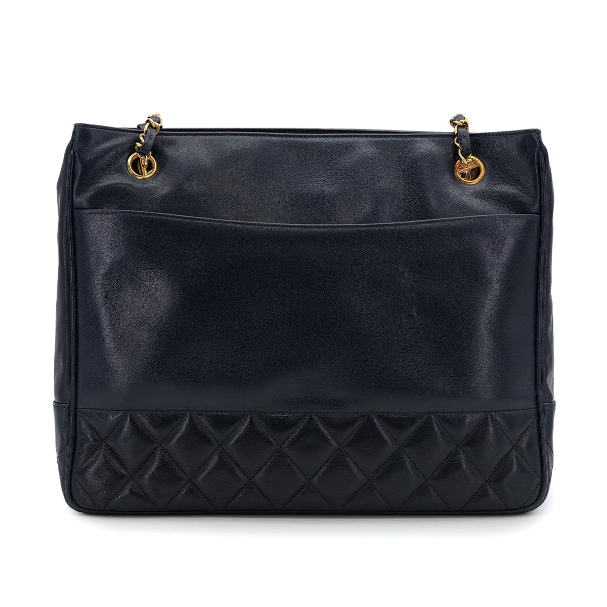 Luxury Promise Japan CHANEL VINTAGE MATELASSE CHAIN TOTE BAG NAVY LAMB SKIN 90310336