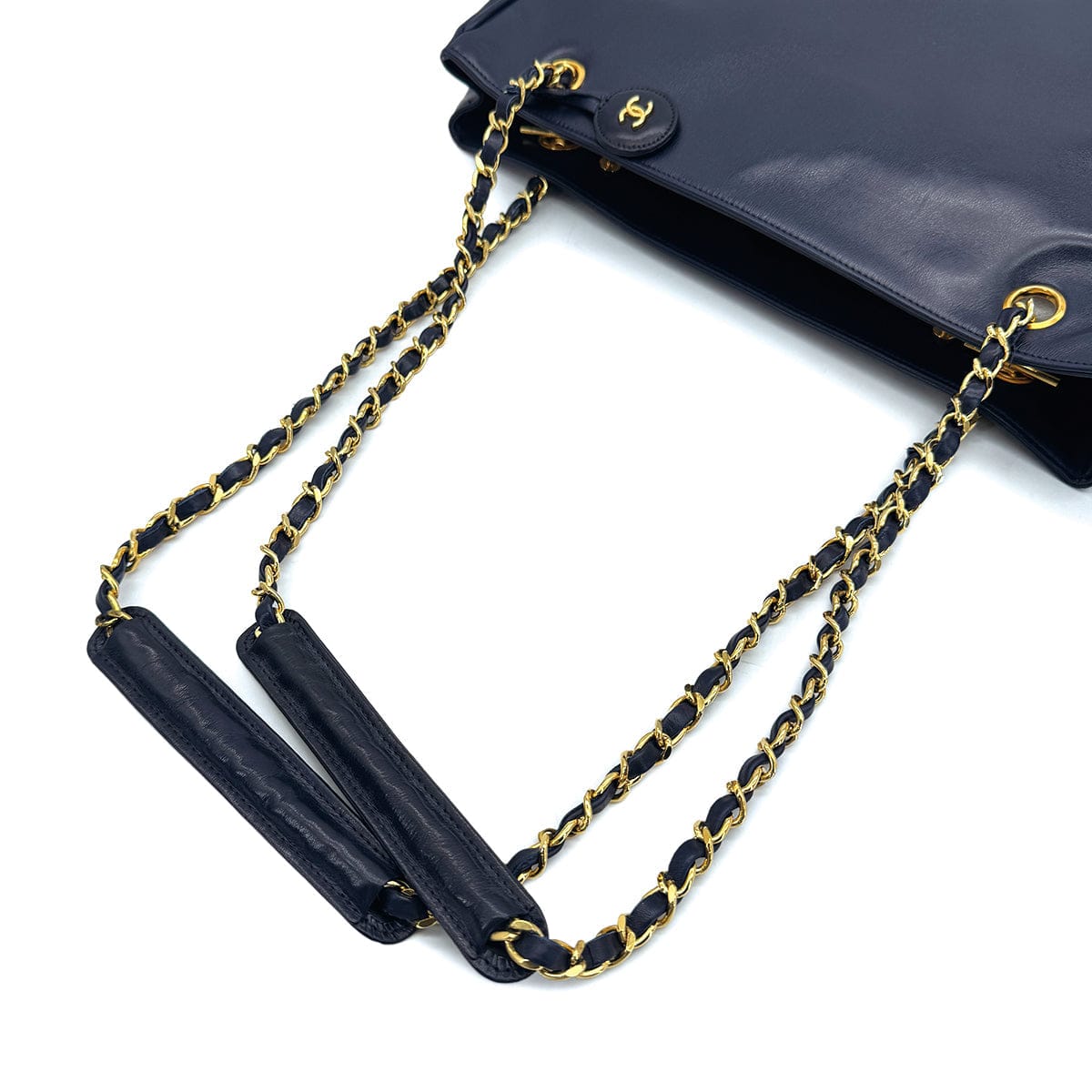 Luxury Promise Japan CHANEL VINTAGE MATELASSE CHAIN TOTE BAG NAVY LAMB SKIN 90310336
