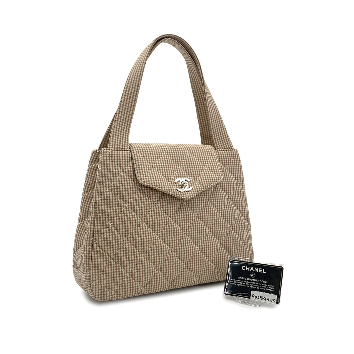 Luxury Promise Japan CHANEL VINTAGE MATELASSE CHECK PATTERN HAND BAG BEIGE CANVAS 90284470