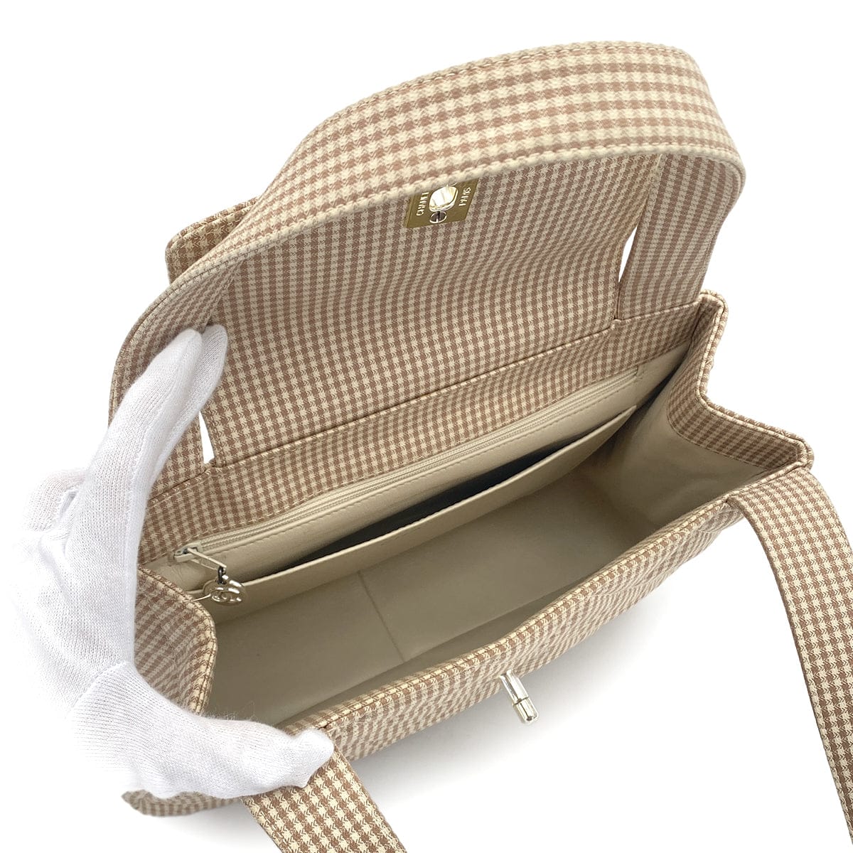 Luxury Promise Japan CHANEL VINTAGE MATELASSE CHECK PATTERN HAND BAG BEIGE CANVAS 90284470