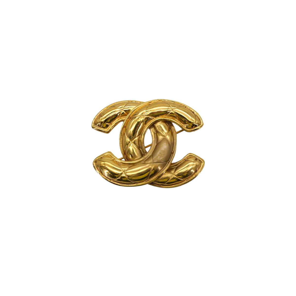 Luxury Promise Japan CHANEL VINTAGE MATELASSE COCOMARK BROOCH GOLD ACCESSORY 90309008