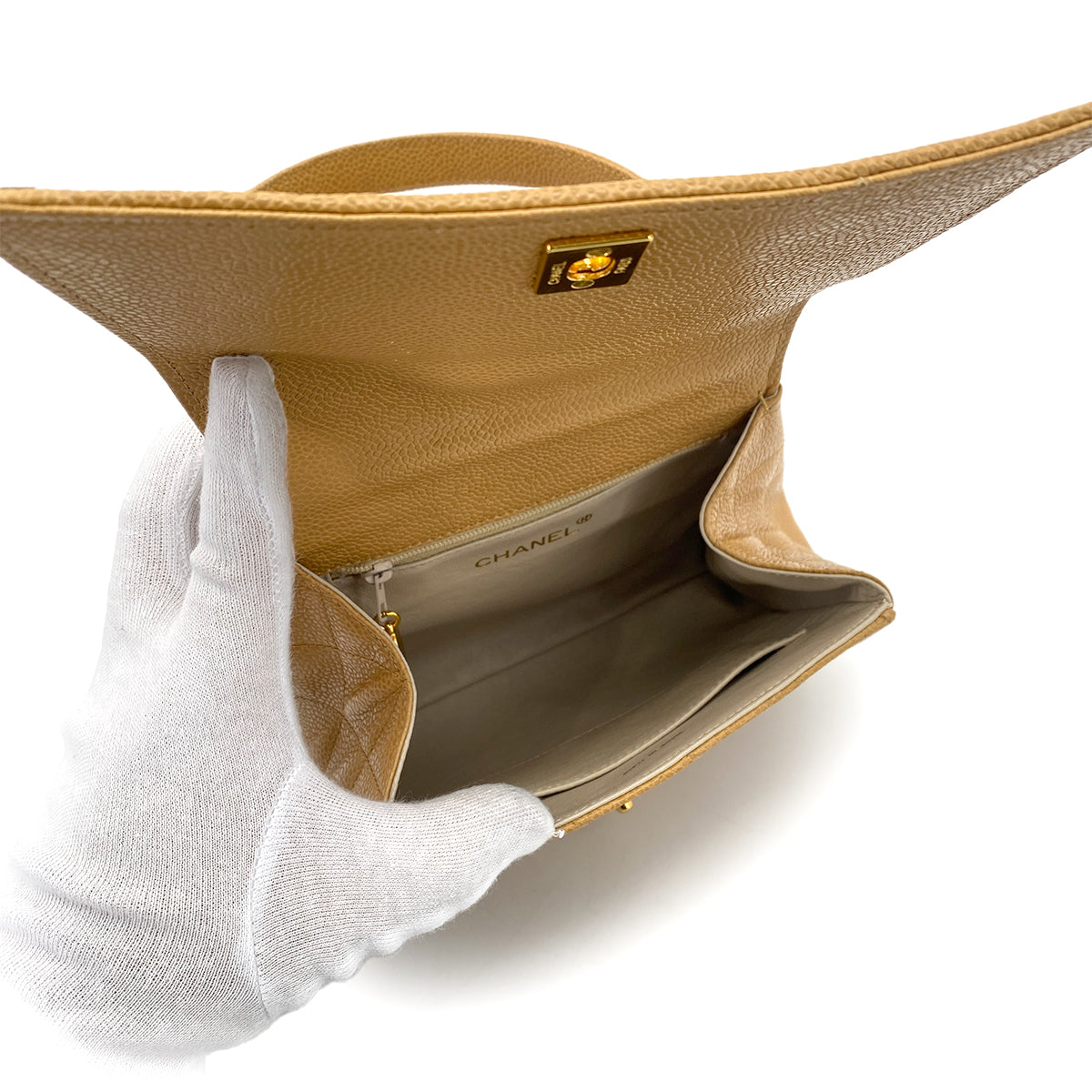 Luxury Promise Japan CHANEL VINTAGE MATELASSE HAND BAG BEIGE CAVIAR SKIN 90261206