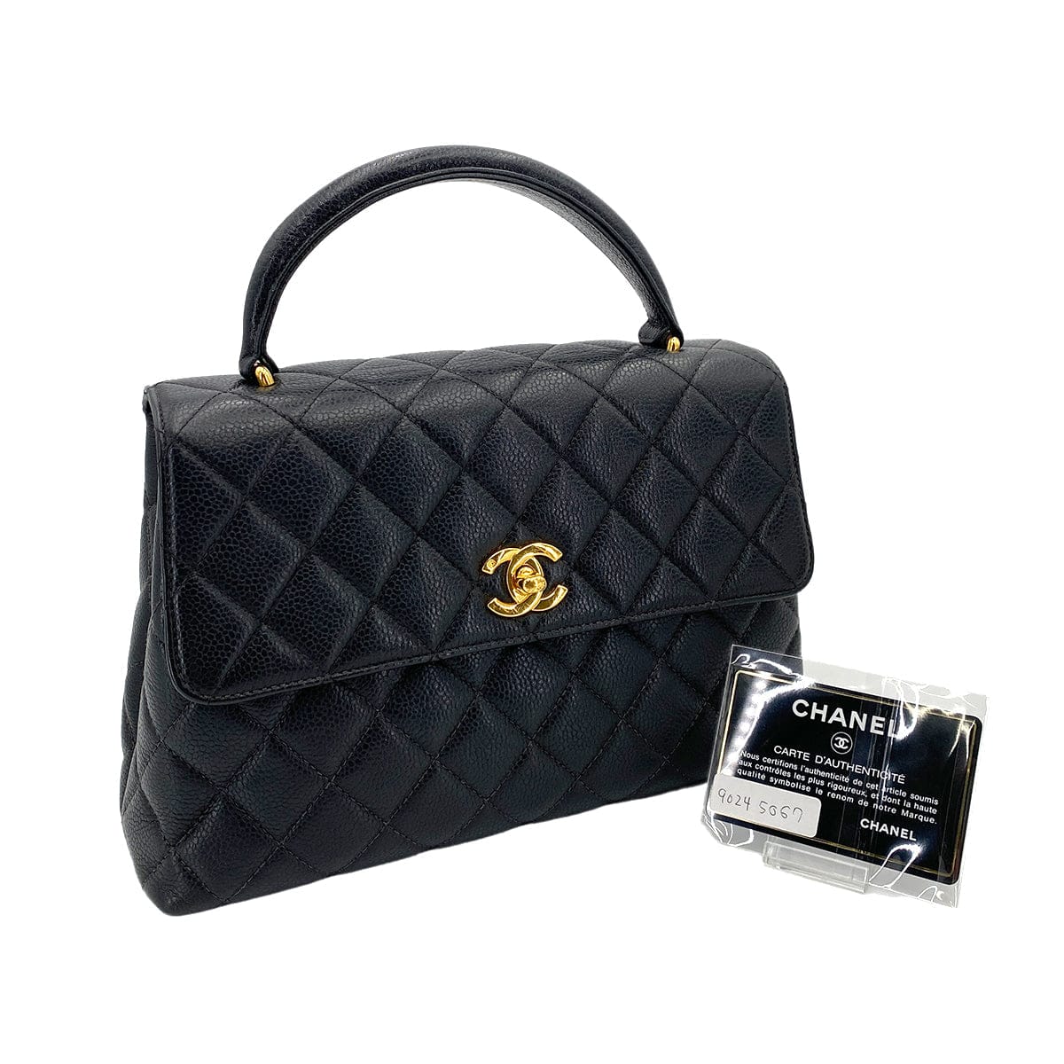 Luxury Promise Japan CHANEL VINTAGE MATELASSE HAND BAG BLACK CAVIAR SKIN 90245067