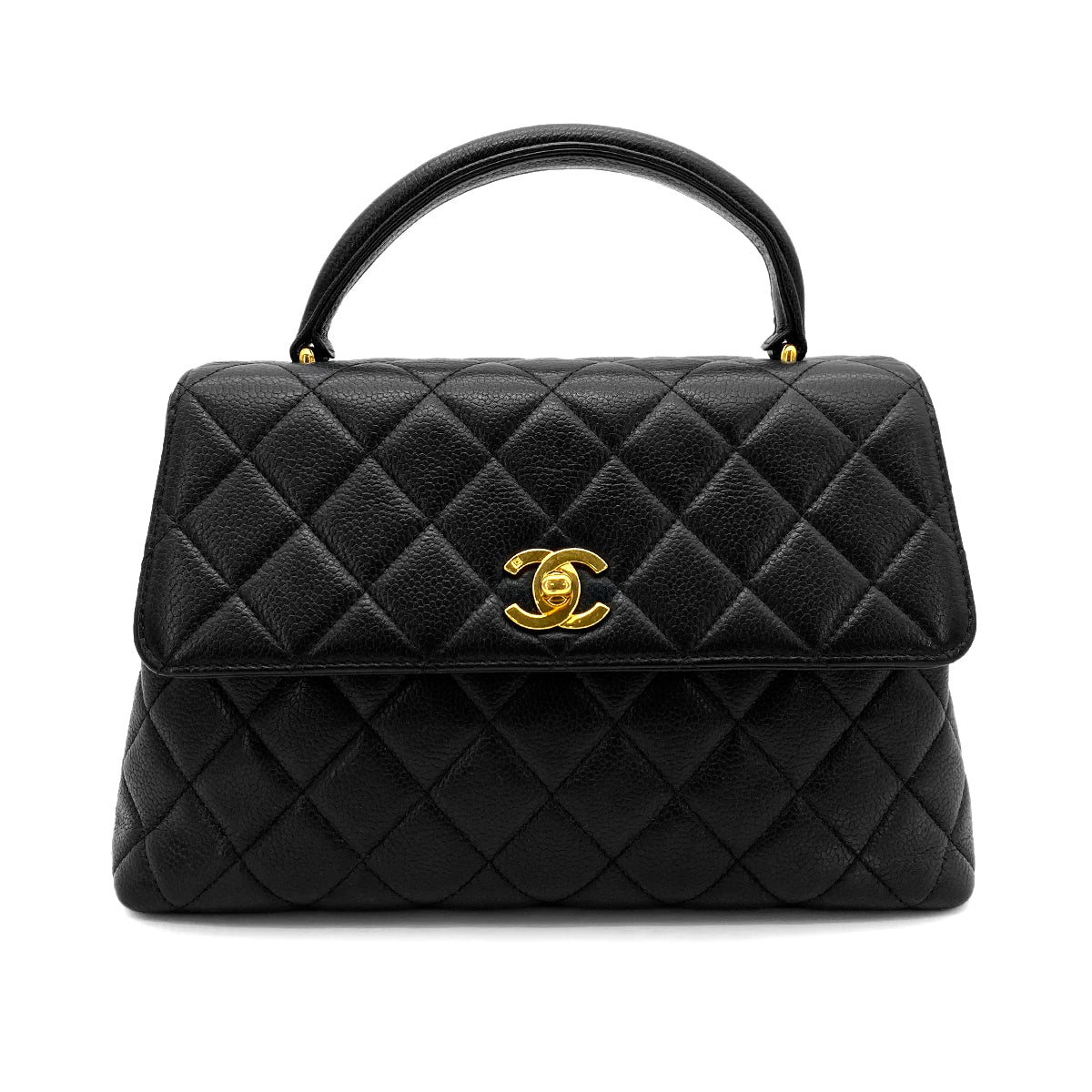 Luxury Promise Japan CHANEL VINTAGE MATELASSE HAND BAG BLACK CAVIAR SKIN 90258792