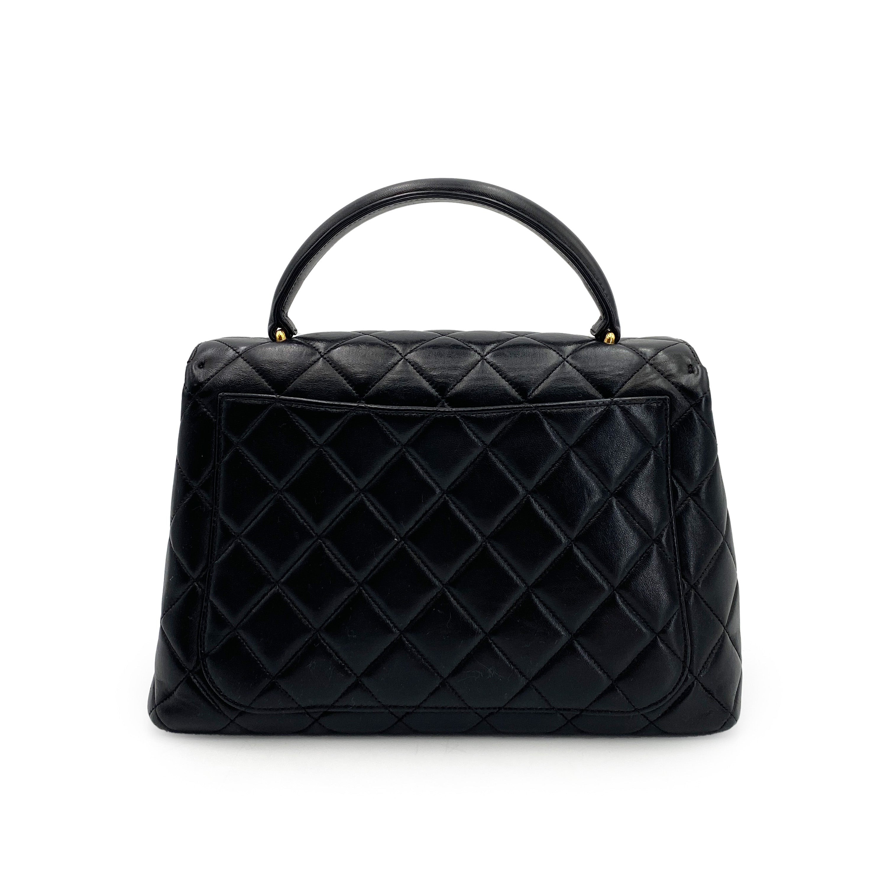 Luxury Promise Japan CHANEL VINTAGE MATELASSE HAND BAG BLACK LAMB SKIN 90242984