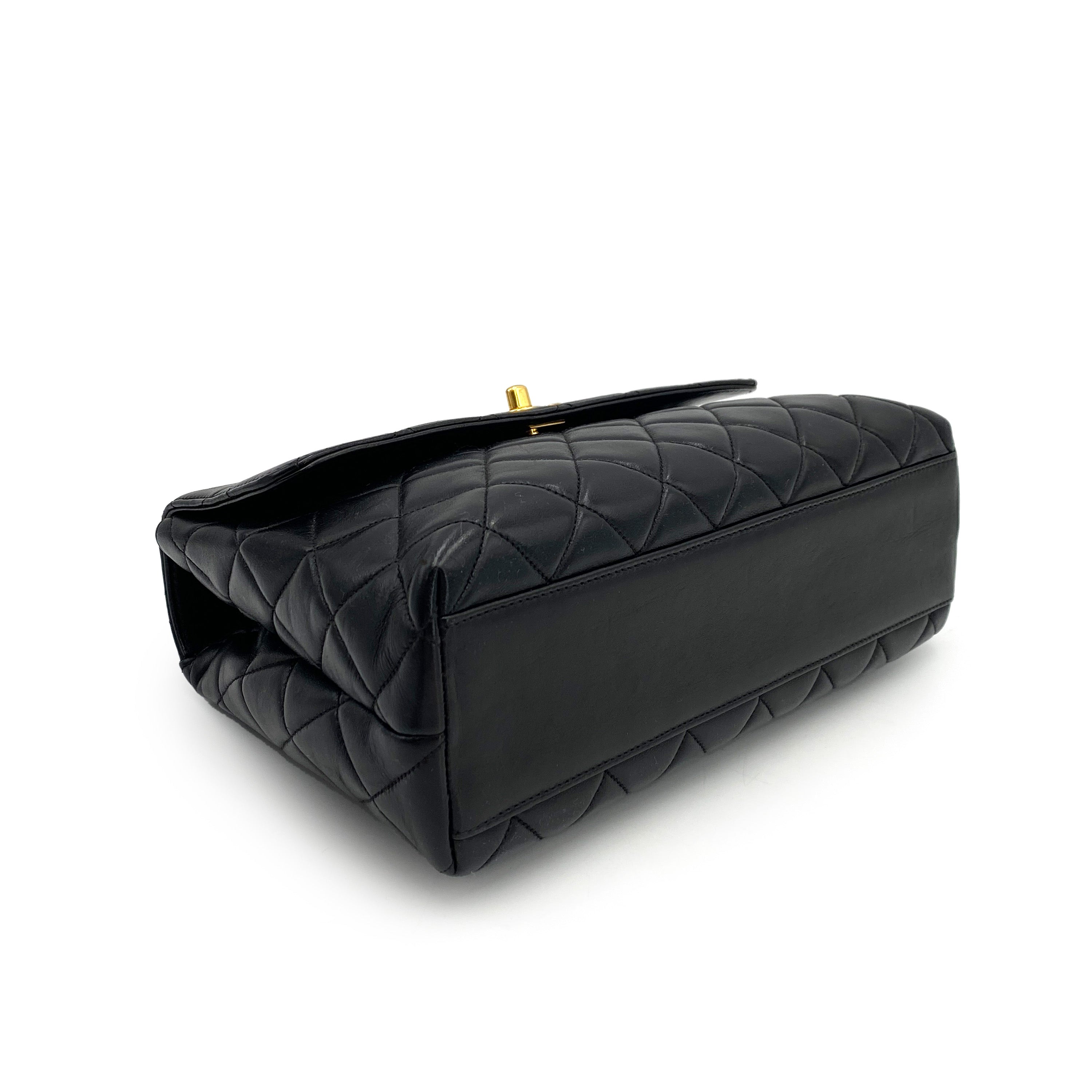 Luxury Promise Japan CHANEL VINTAGE MATELASSE HAND BAG BLACK LAMB SKIN 90242984