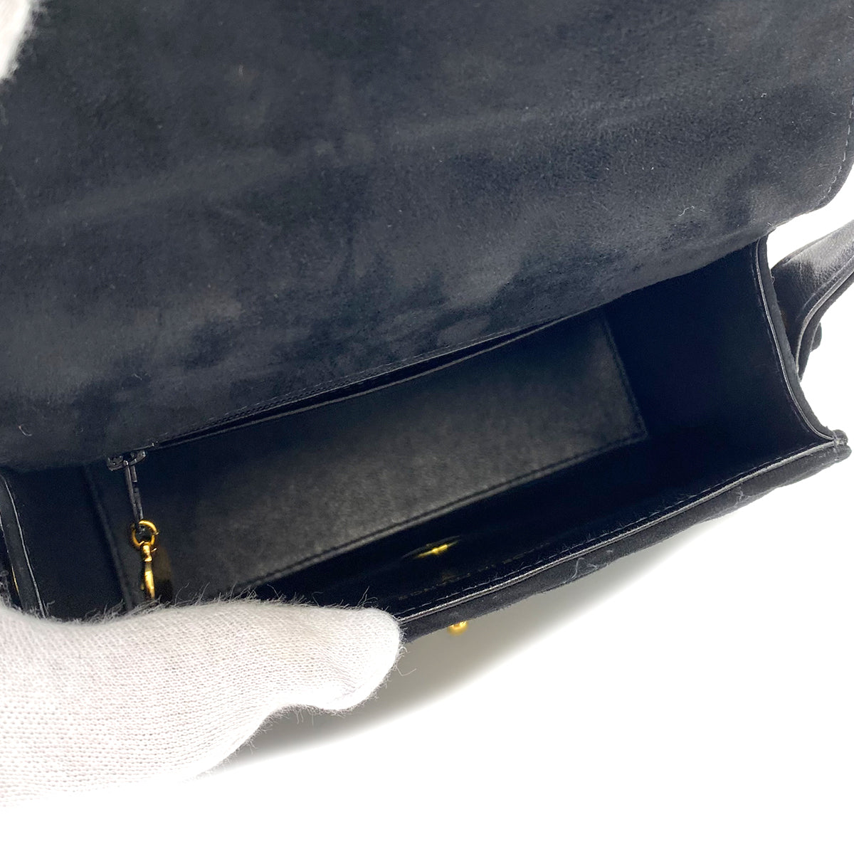 Luxury Promise Japan CHANEL VINTAGE MATELASSE HAND BAG BLACK SUEDE 90242973